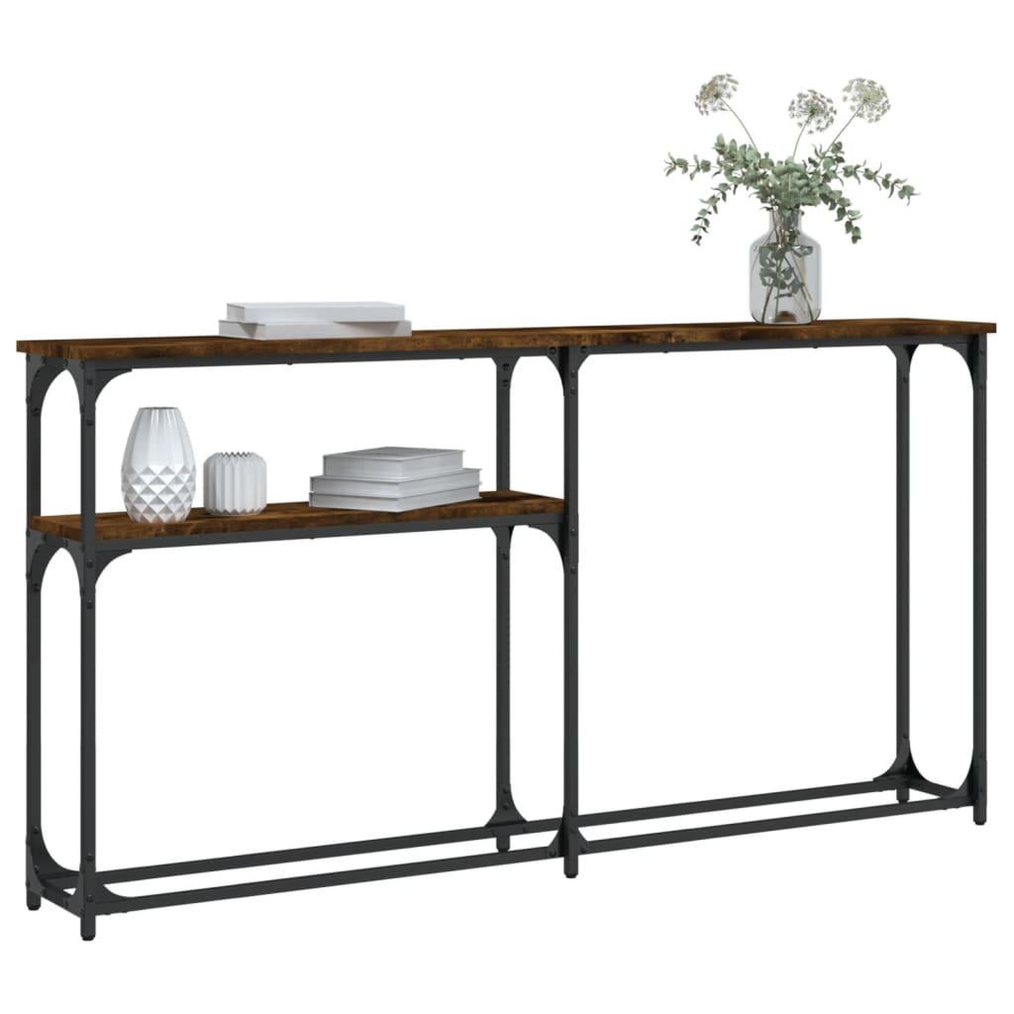 Voir la diapositive 3 : VIDAXL Table console chene fume 145x22,5x75 cm bois d'ingenierie