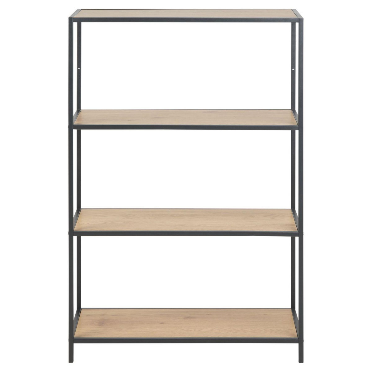 TOILINUX Bibliothèque 3 niveaux en MDF et métal - Noir et Beige