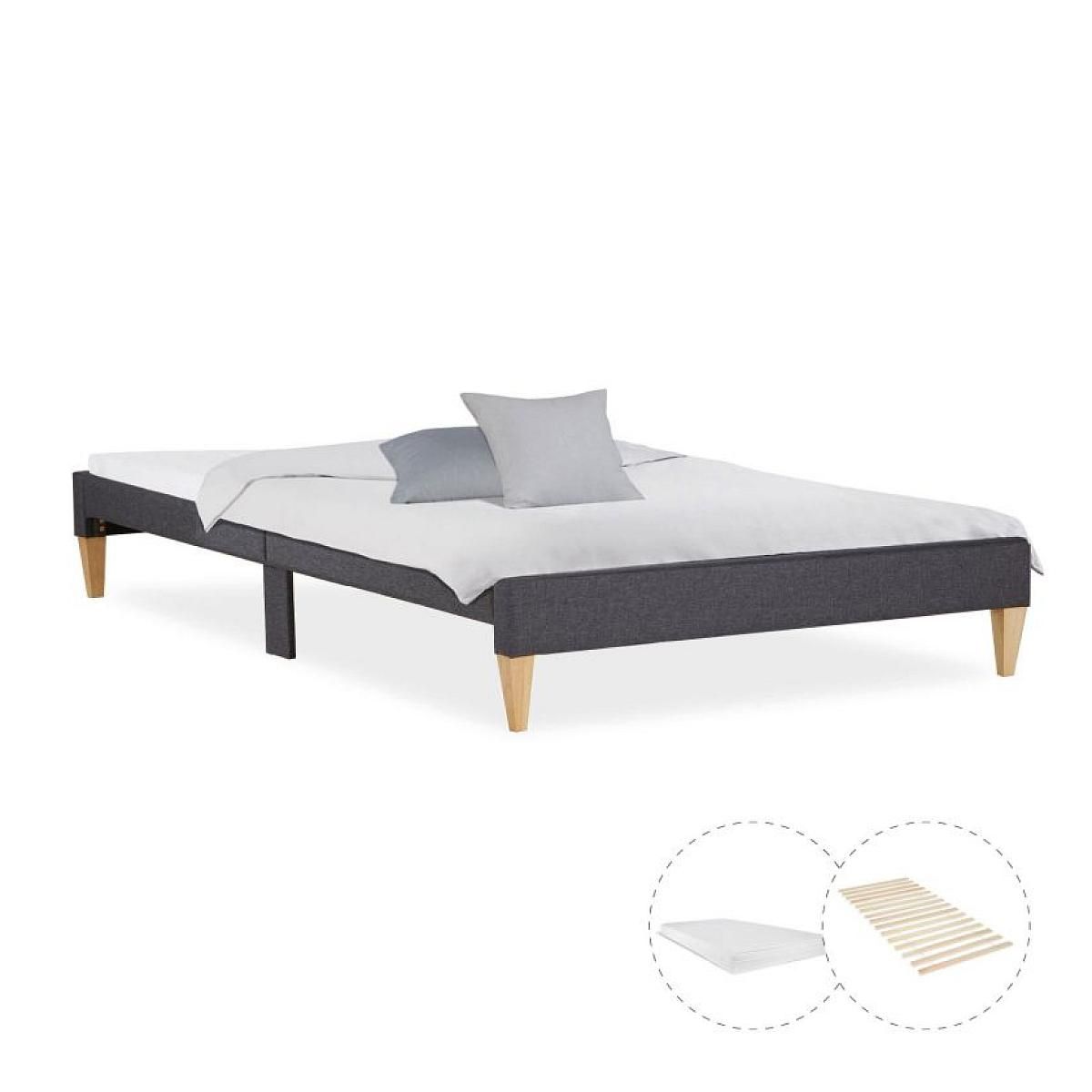 HomeStyle4U Lit capitonné avec matelas et sommier 140x200