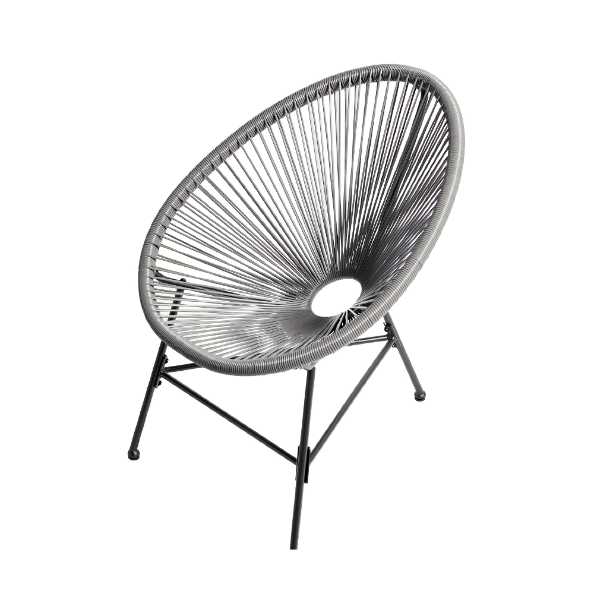 Voir la diapositive 4 : CONCEPT USINE Salon de jardin 2 fauteuils ronds et table basse gris acapulco