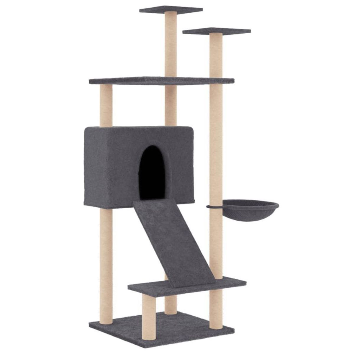 VIDAXL Arbre a chat avec griffoirs en sisal Gris fonce 153 cm