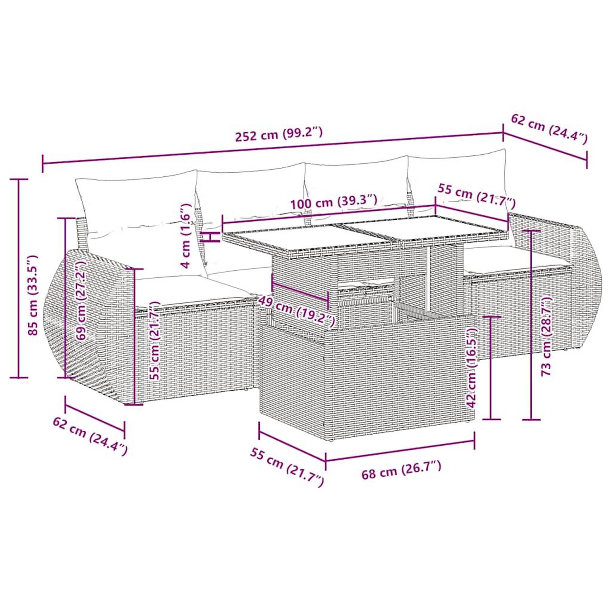 Voir la diapositive 6 : VIDAXL Salon de jardin avec coussins 5 pcs marron resine tressee
