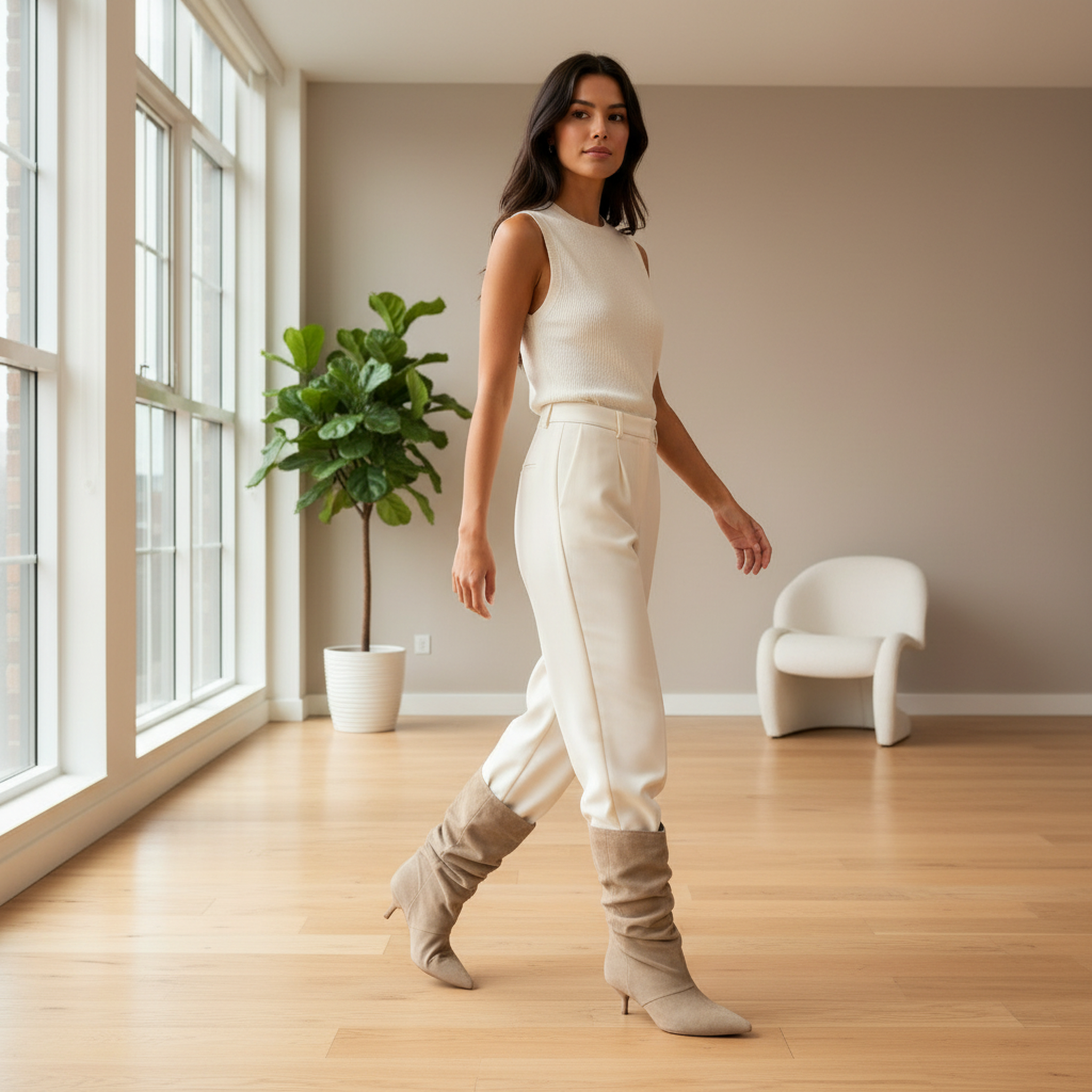 Voir la diapositive 5 : OZABI Ozabi bottines femme suédine plissée talon fin 4 cm bout pointu