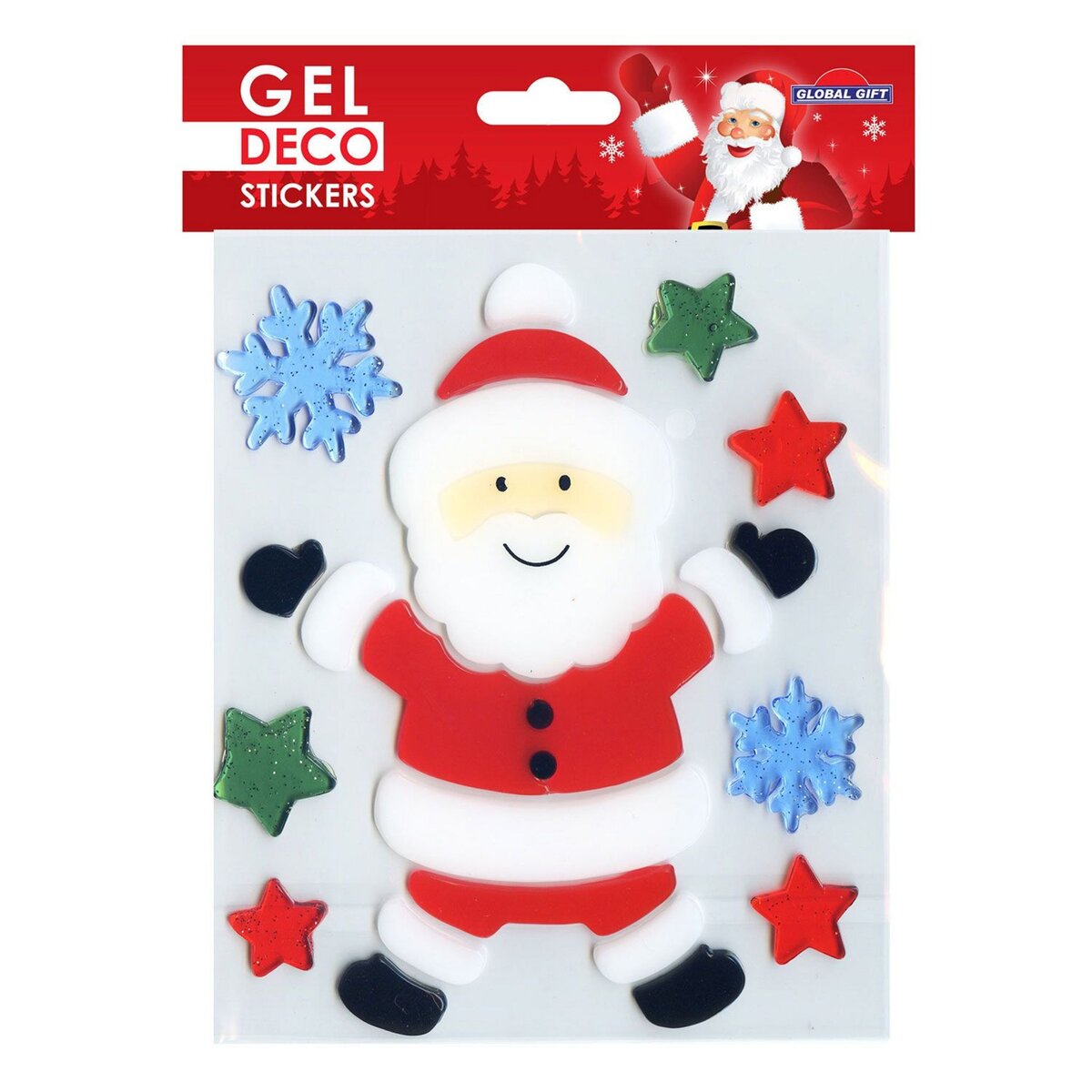  Stickers gel Noël pour fenêtre - Père Noël joyeux