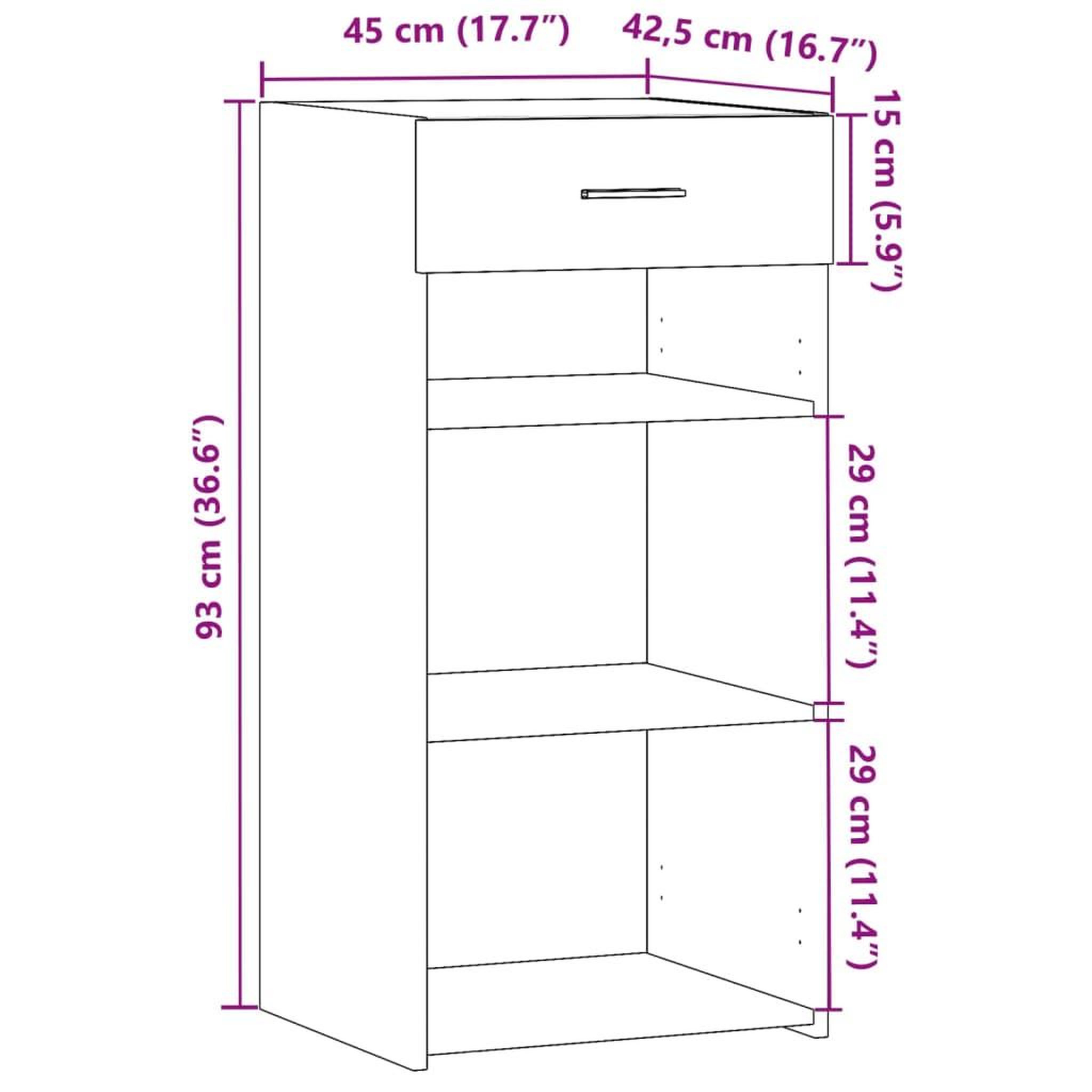 Voir la diapositive 6 : VIDAXL Buffet gris beton 45x42,5x93 cm bois d'ingenierie