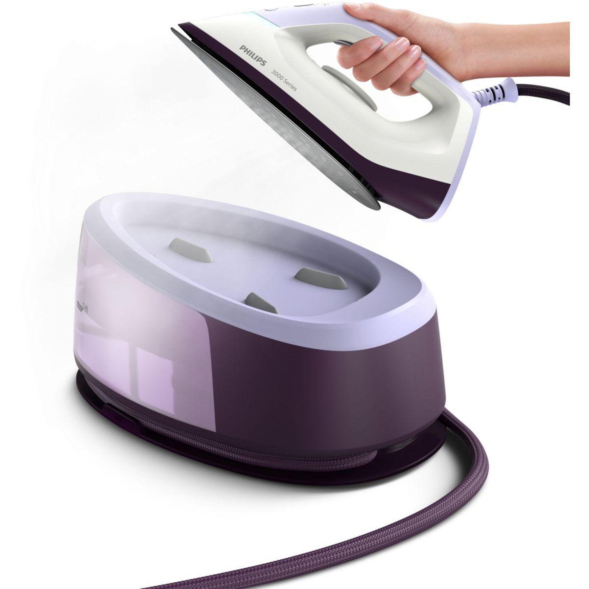 Voir la diapositive 2 : Philips Centrale vapeur psg3000/30 mauve 1,4l
