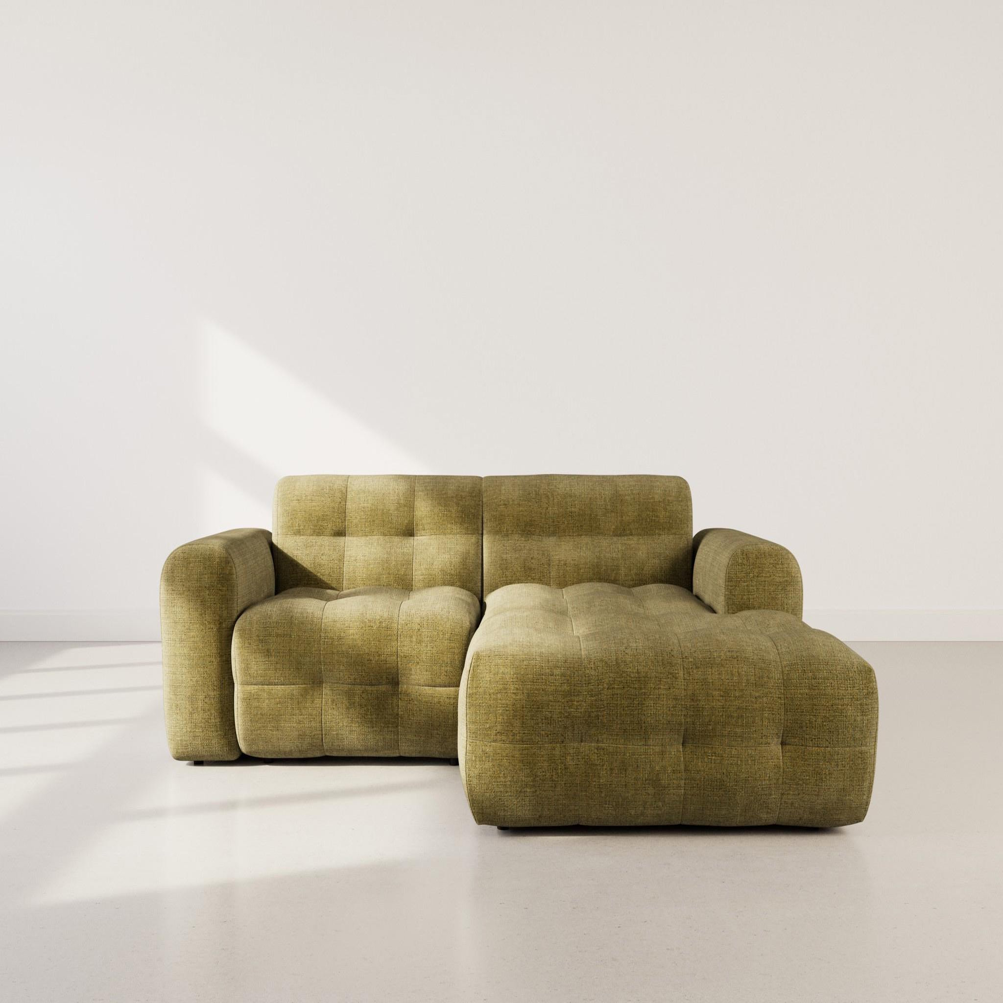 Voir la diapositive 2 : BEST MOBILIER Diane - canapé d'angle droit 4 places en velours texturé