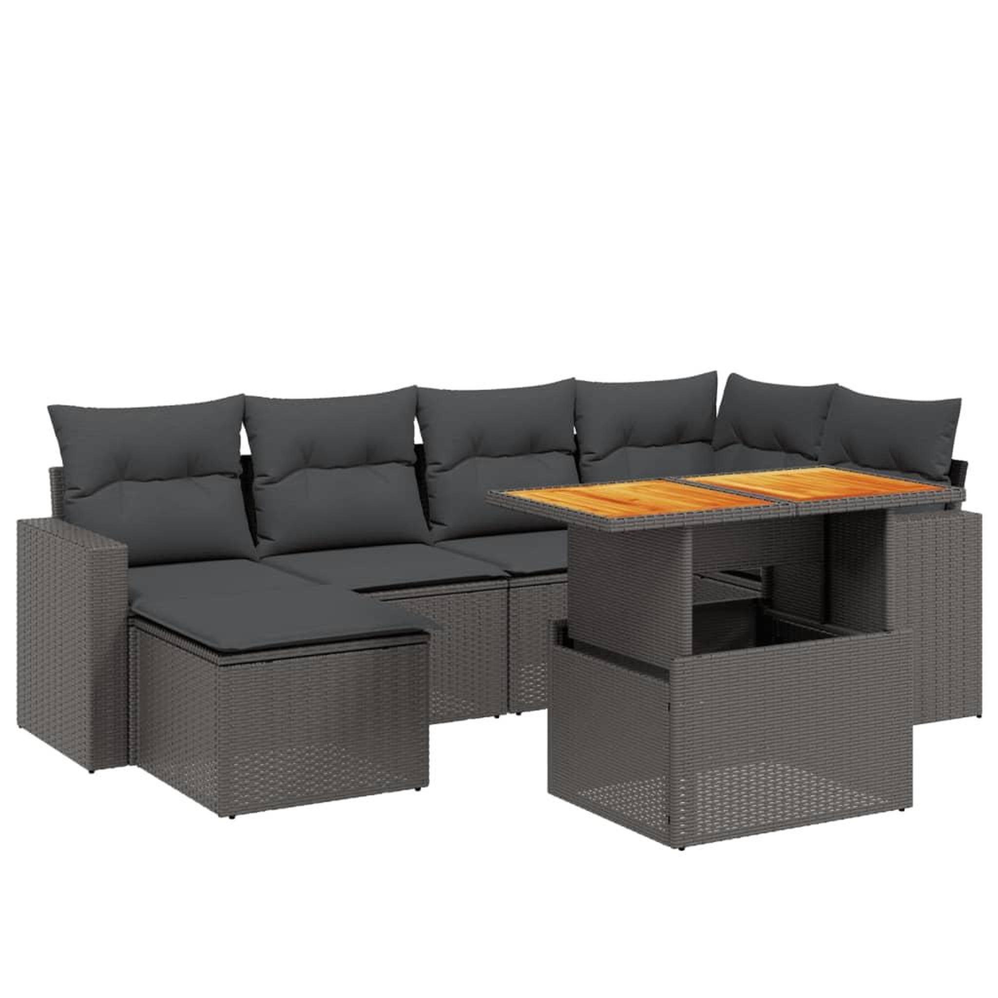 Voir la diapositive 2 : VIDAXL Salon de jardin 7 pcs avec coussins noir resine tressee