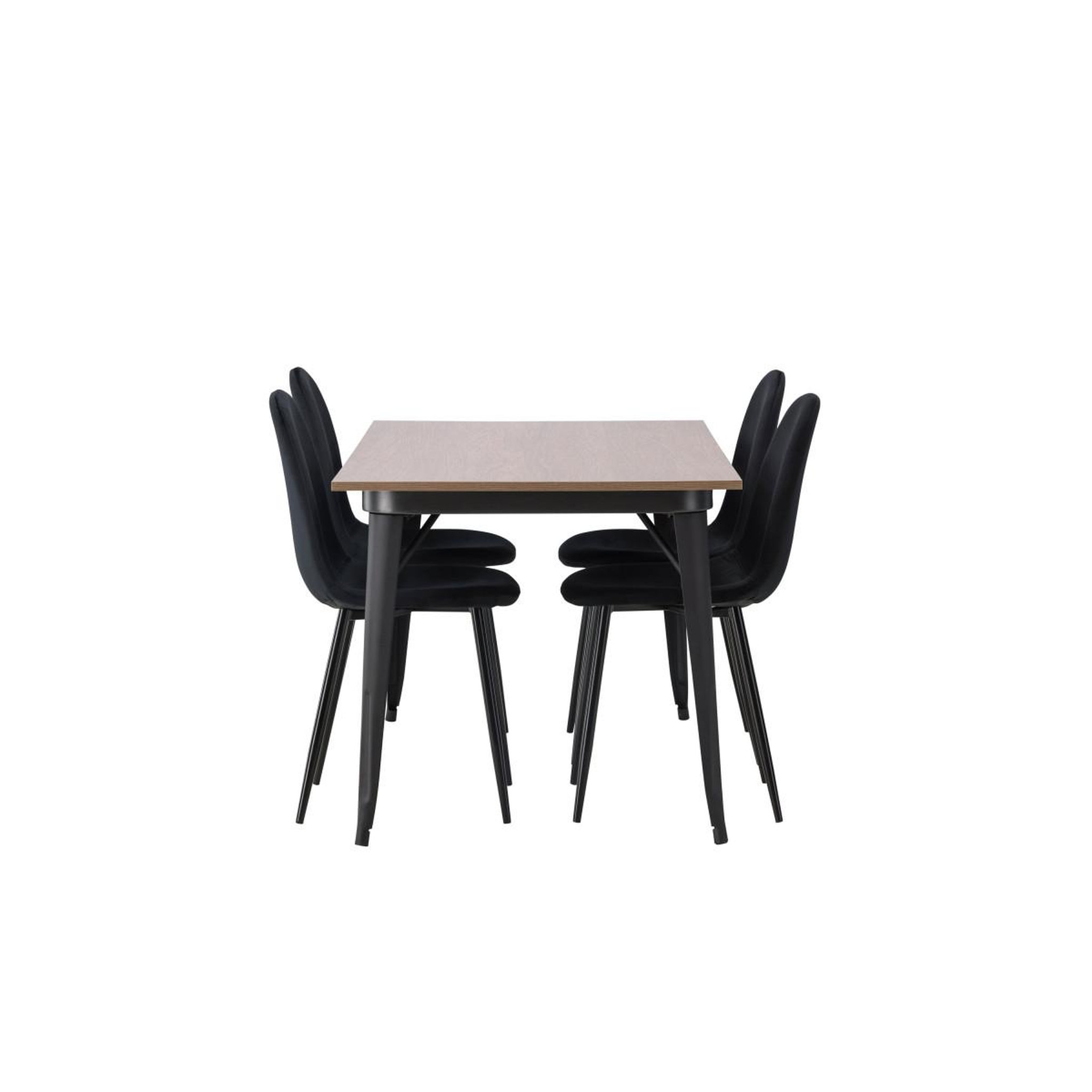 Voir la diapositive 3 : Paris Prix Ensemble table à manger & 4 chaises en velours  tempe & polar  140cm naturel & noir
