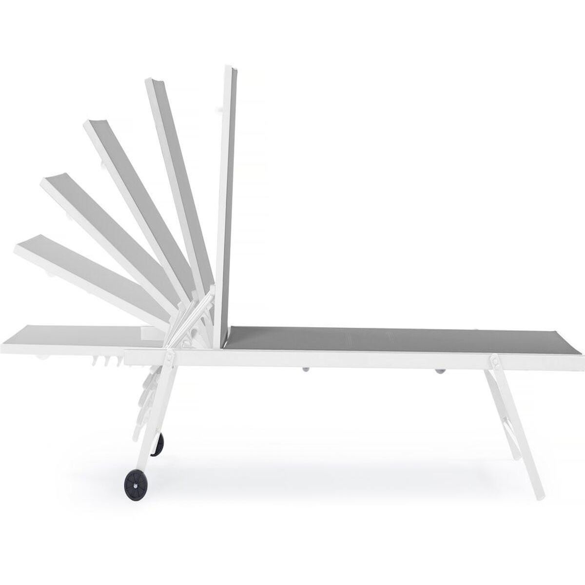 Habitat et Jardin Lot de 2 bains de soleil textilène aluminium  Jolia  - Gris / Blanc