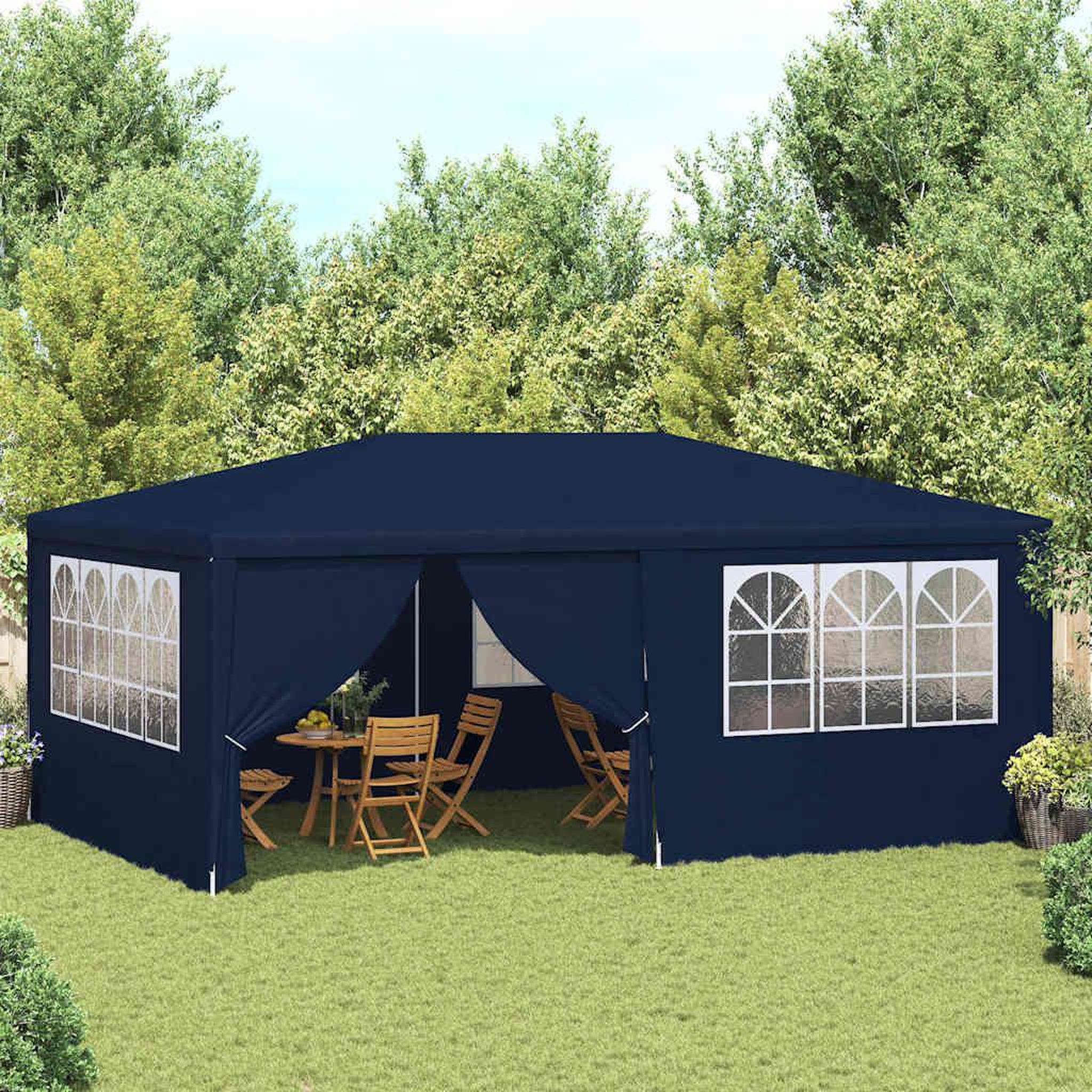 Voir la diapositive 1 : VIDAXL Tente de reception avec parois laterales 4x6 m Bleu 90 g/m^2
