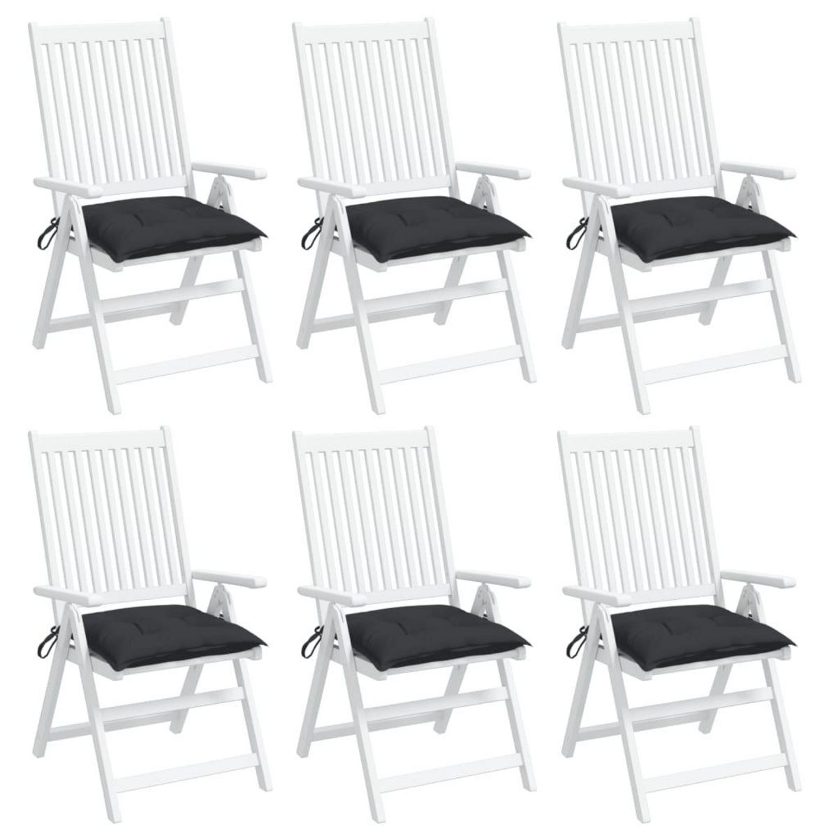 VIDAXL Coussins de chaise lot de 6 noir 40x40x7 cm tissu oxford