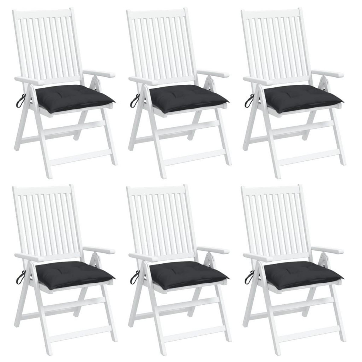 VIDAXL Coussins de chaise lot de 6 noir 40x40x7 cm tissu oxford