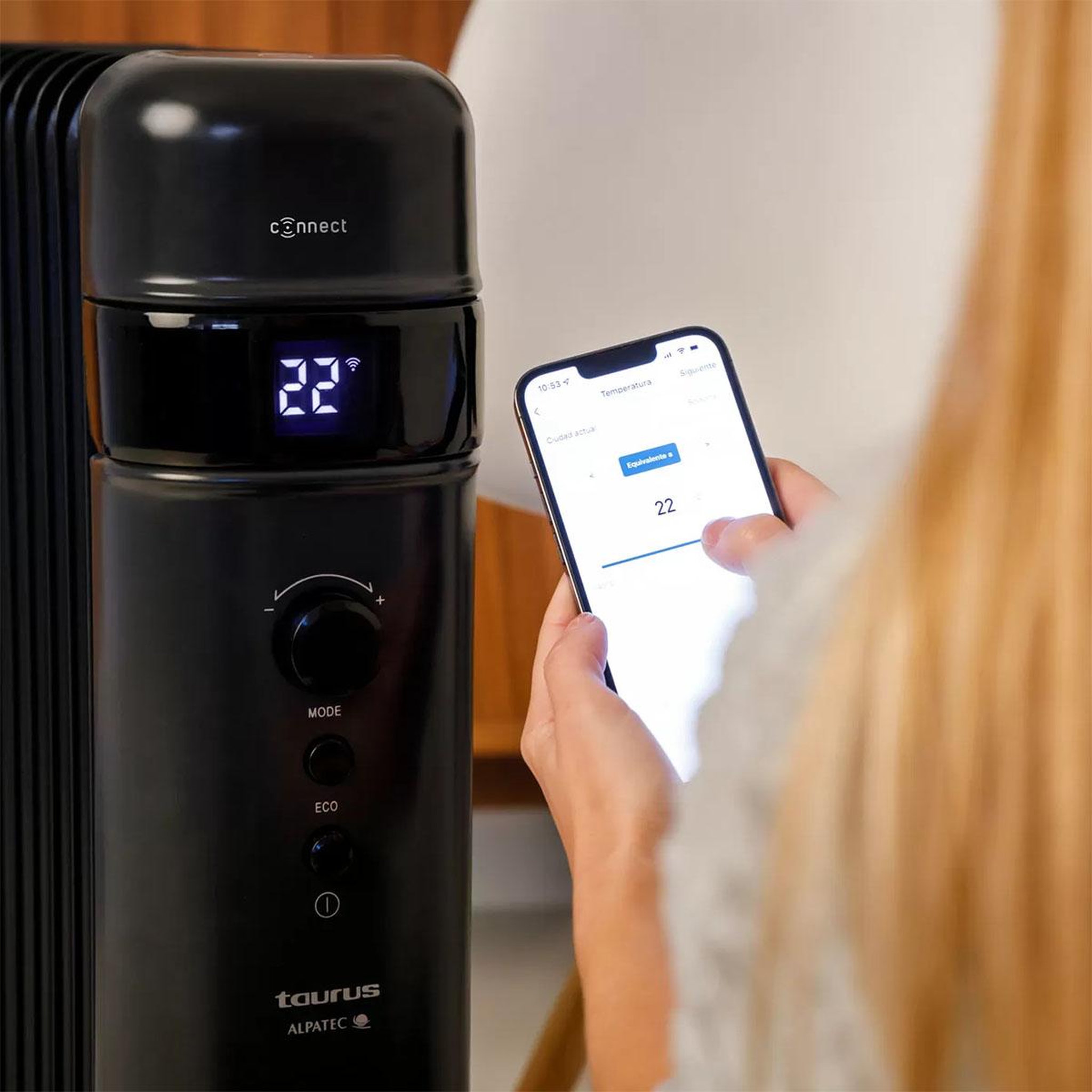 Voir la diapositive 2 : Taurus Alpatec Radiateur à bain d'huile connecté 1500w noir - agadir connect 1500
