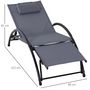 Voir la diapositive 3 : OUTSUNNY Bain de soleil transat design contemporain inclinable multi-positions repose-pied réglable tétière incluse alu textilène gris