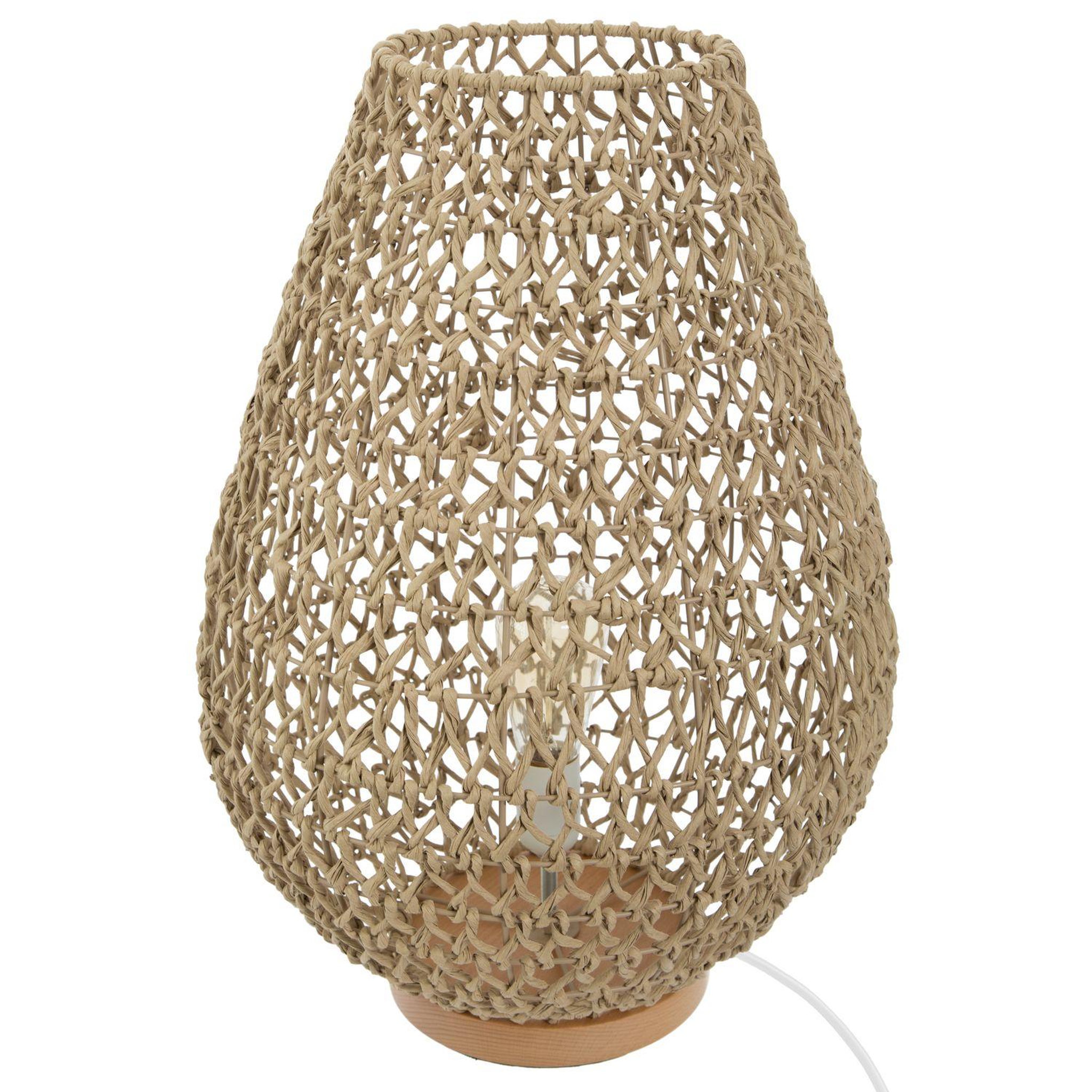 ATMOSPHERA Lampe à poser tressée en bois eté indien - h. 55 cm - beige