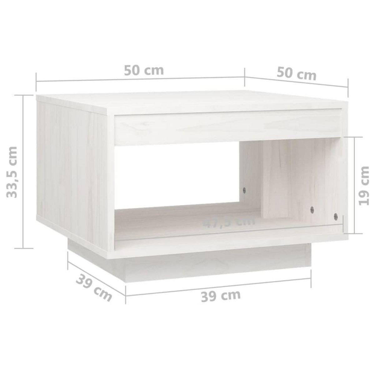 VIDAXL Table basse blanc 50x50x33,5 cm bois de pin massif