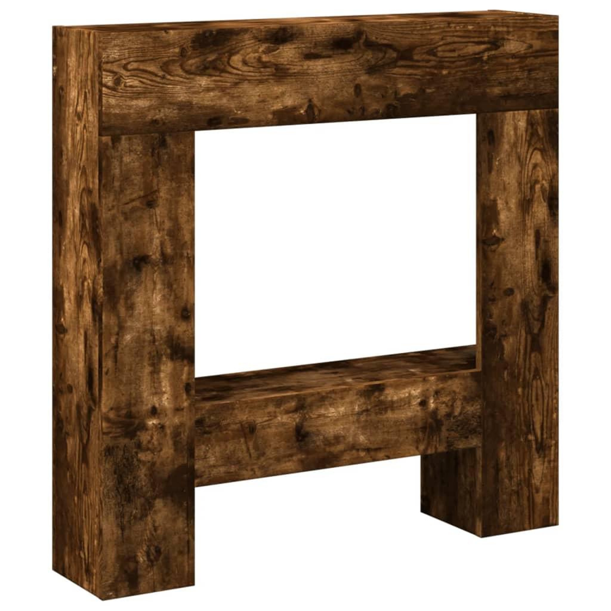 Voir la diapositive 2 : VIDAXL Cadre de cheminee chene fume 81x18x82 cm bois d'ingenierie