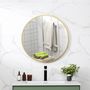 Voir la diapositive 4 : HOMCOM Miroir mural rond dia. 70 cm cadre métal doré