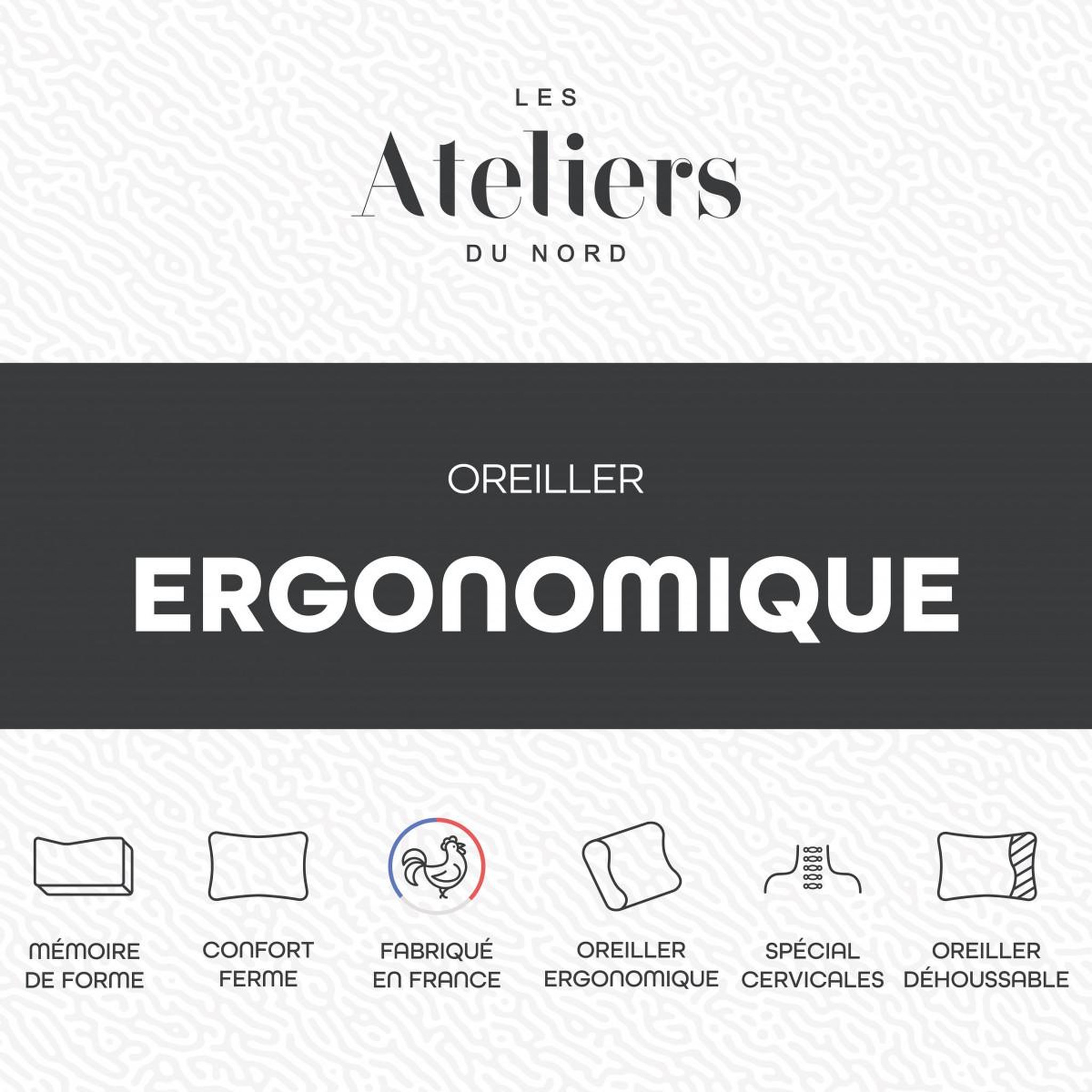 Voir la diapositive 3 : ATELIERS DU NORD Oreiller ergonomique mémoire de forme