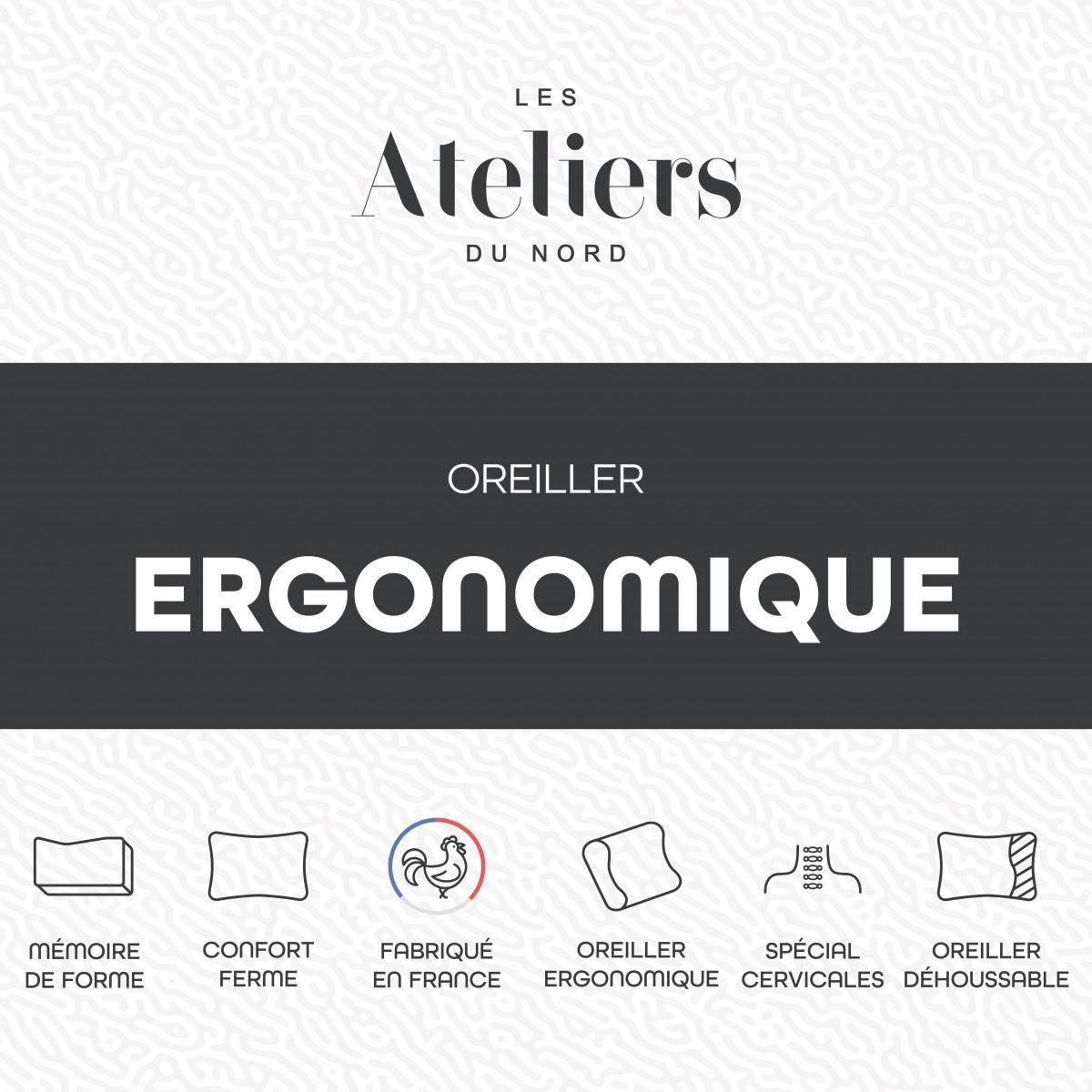 ATELIERS DU NORD Oreiller Ergonomique Mémoire de forme