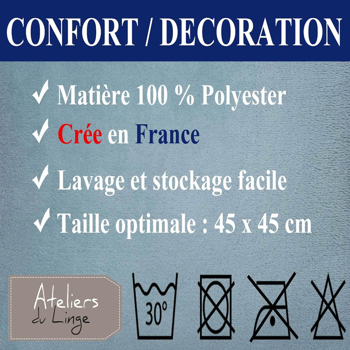 Les Ateliers du Linge Coussin imprime 100% polyester melly