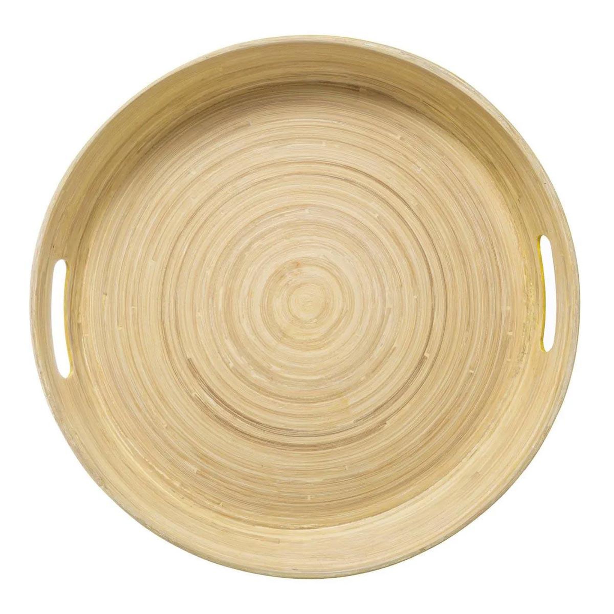 Voir la diapositive 2 : FIVE Plateau rond en bambou  modern  42cm moutarde