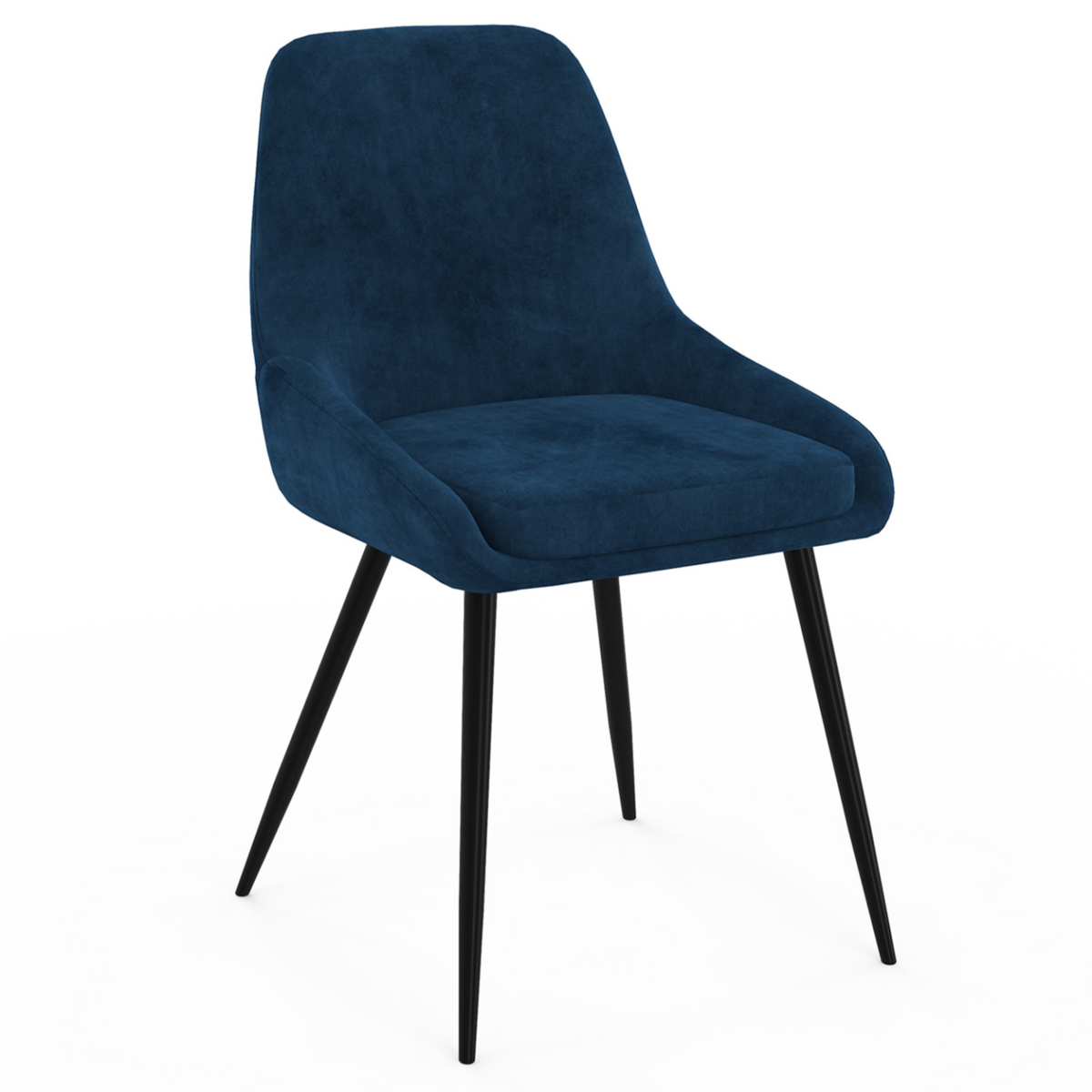 ID MARKET Lot de 4 chaises THALYA en velours bleu avec accoudoirs