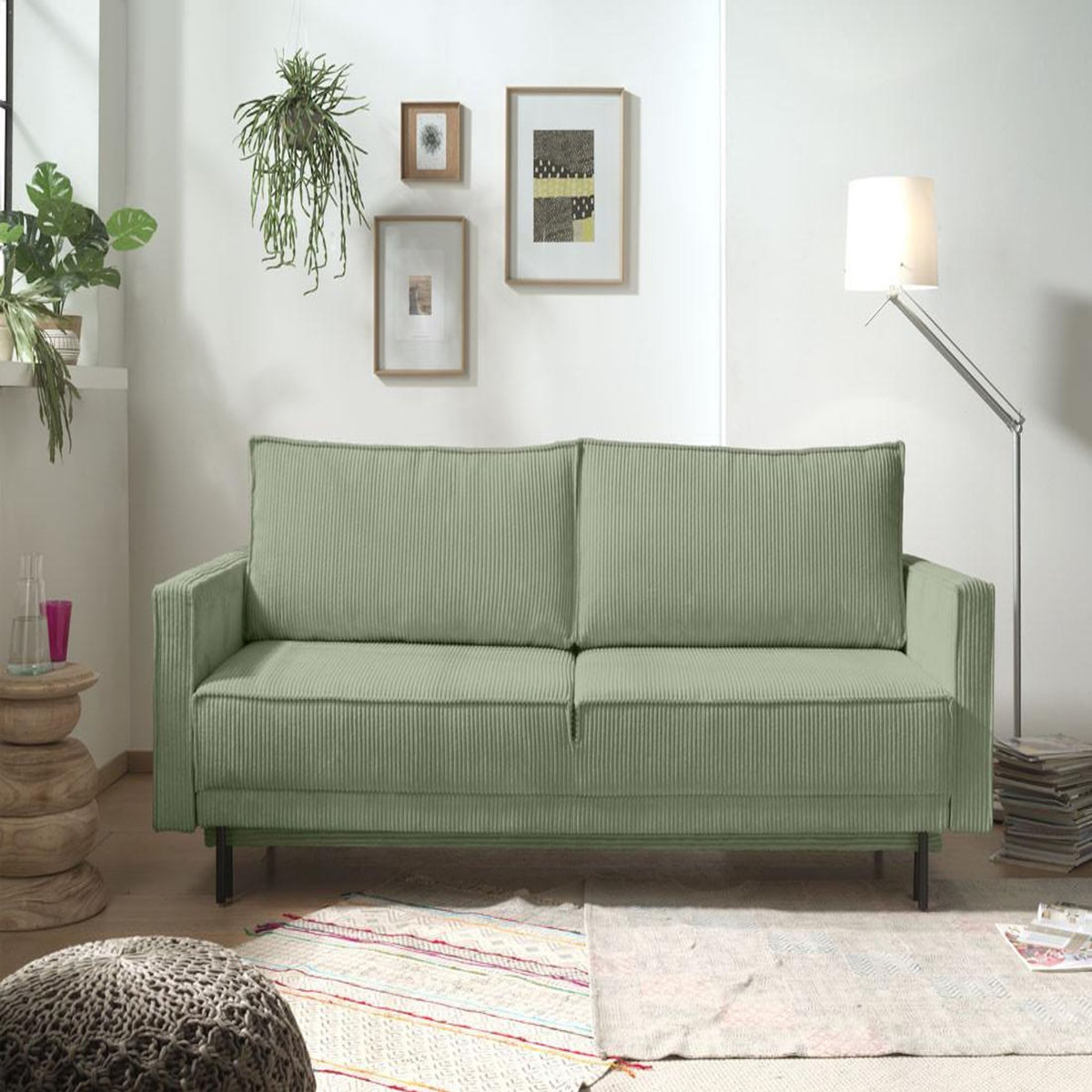 LISA DESIGN Charlie - canapé 3 places convertible avec coffre - en velours côtelé