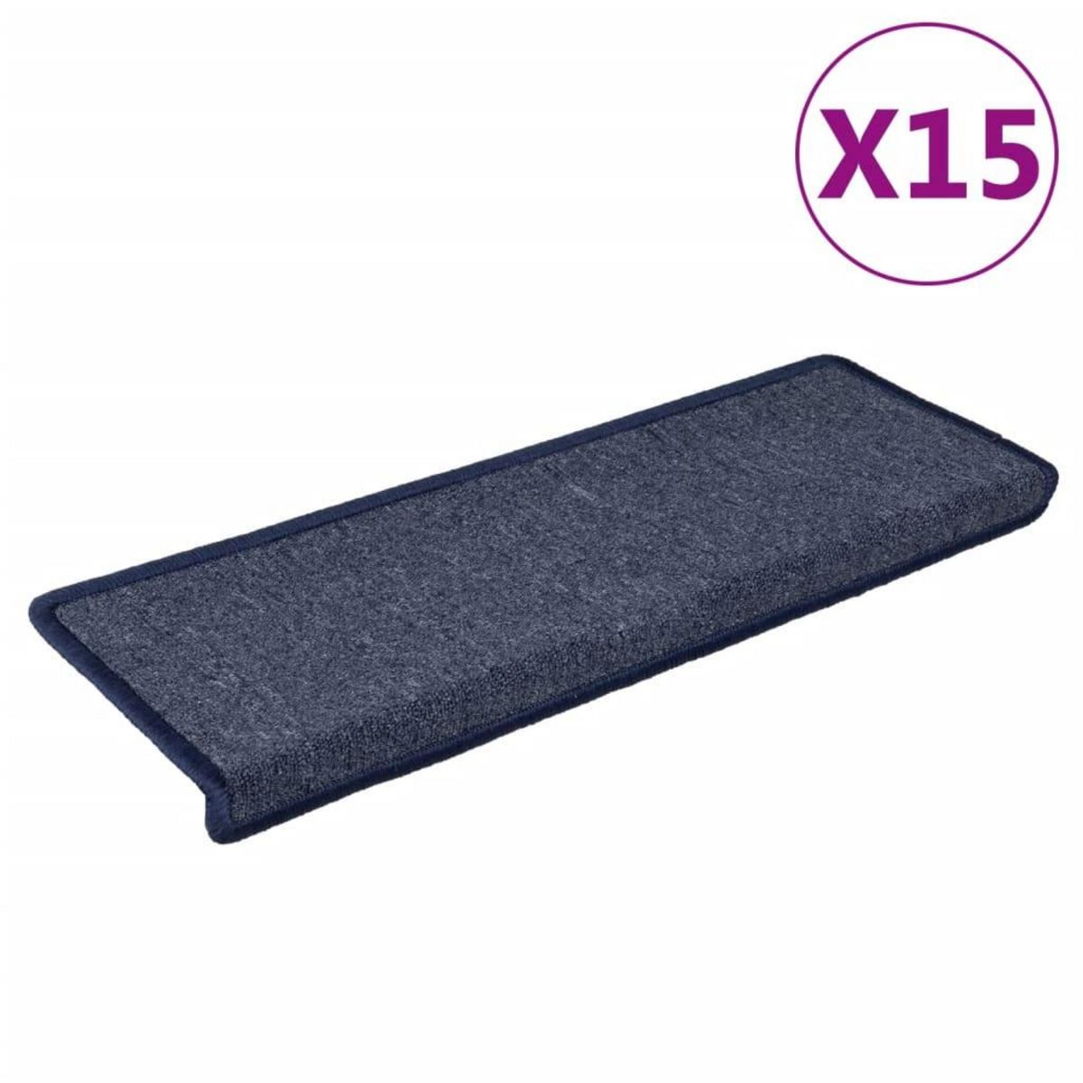 VIDAXL Tapis d'escalier 15 pcs 65x21x4 cm Gris et bleu