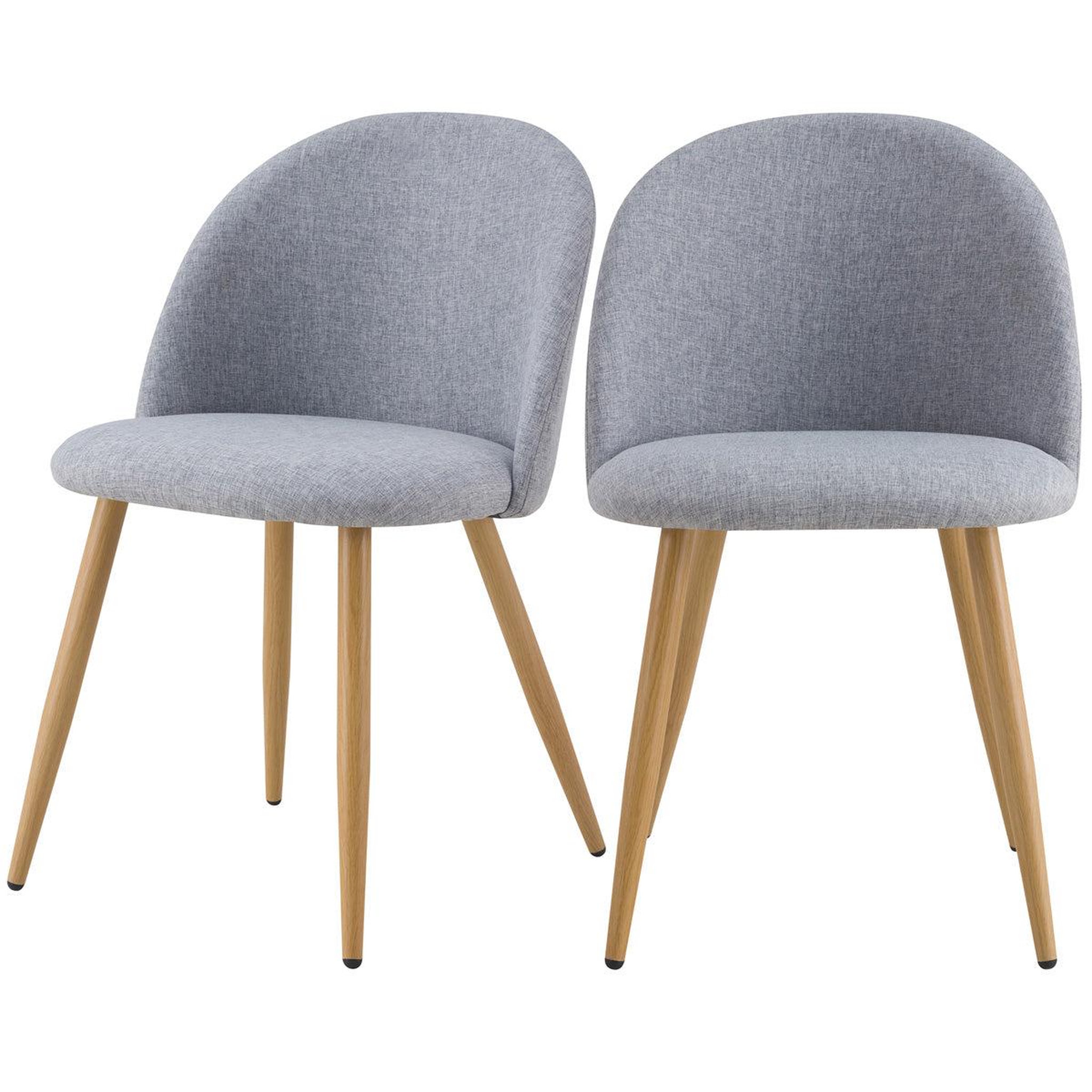 MAISON PAVANE Lot de 2 chaises en tissu gris clair et pieds en métal-cozy