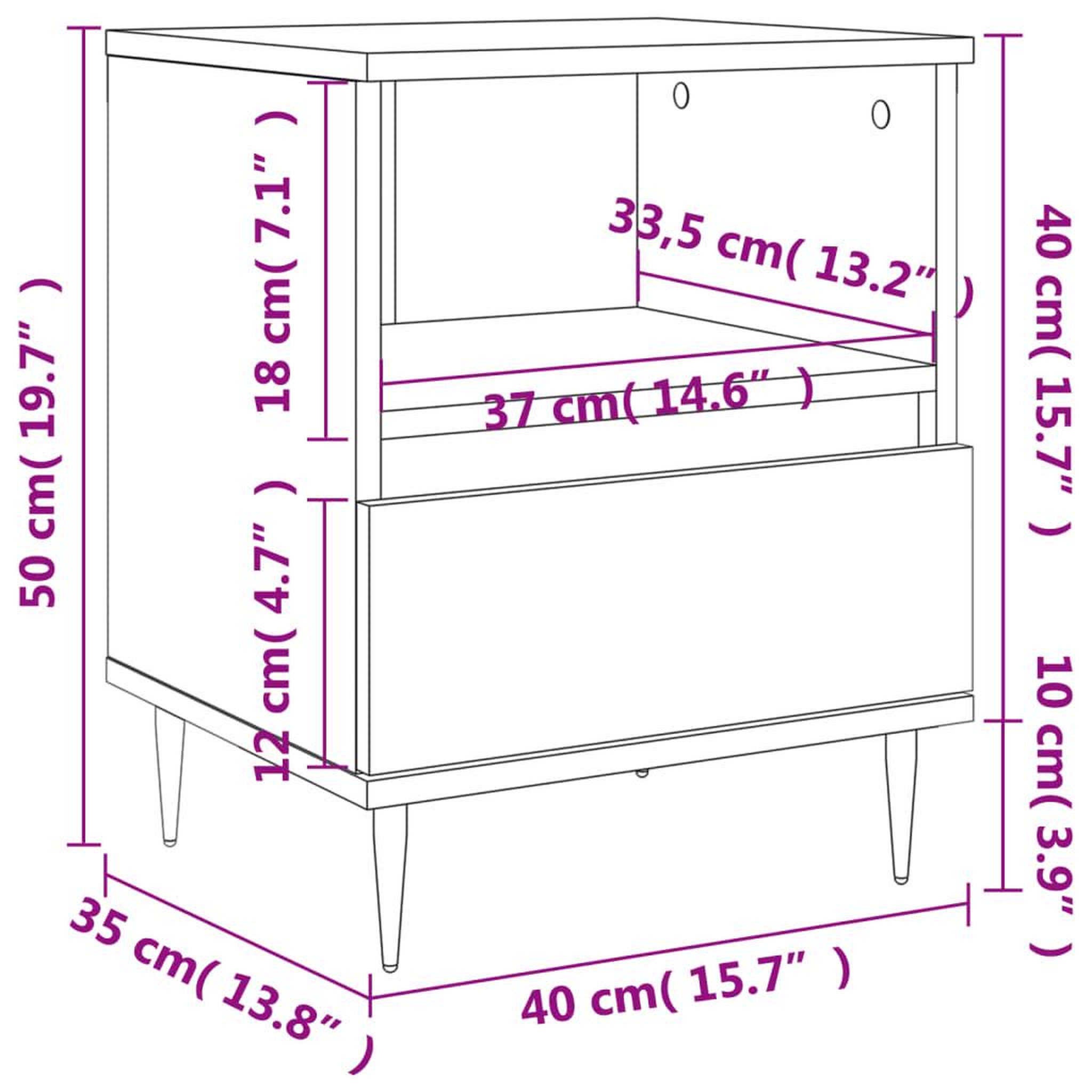 Voir la diapositive 6 : VIDAXL Tables de chevet 2 pcs blanc 40x35x50 cm bois d'ingenierie