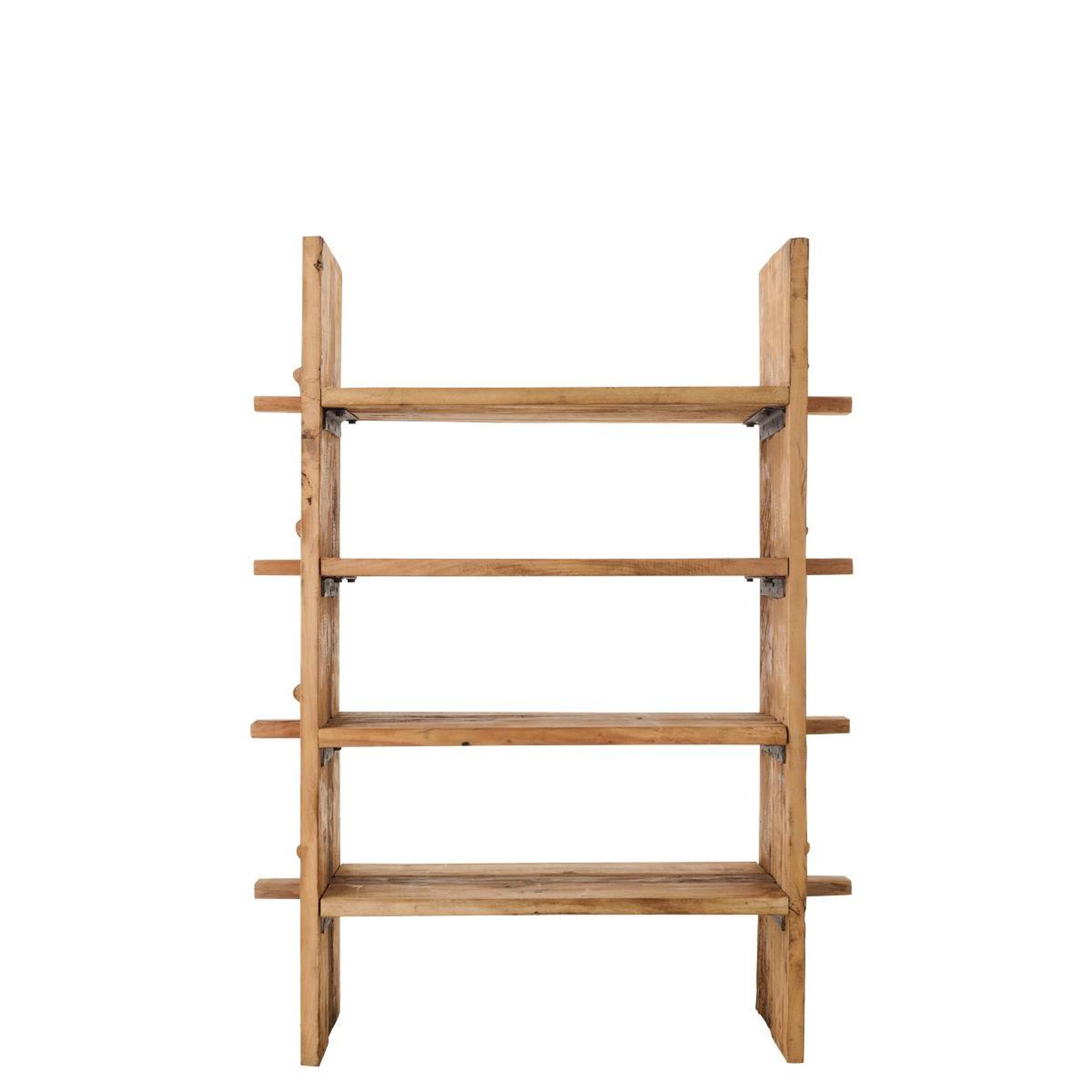 Voir la diapositive 2 : J-LINE Étagère 4 niveaux en bois  hugo  160cm naturel