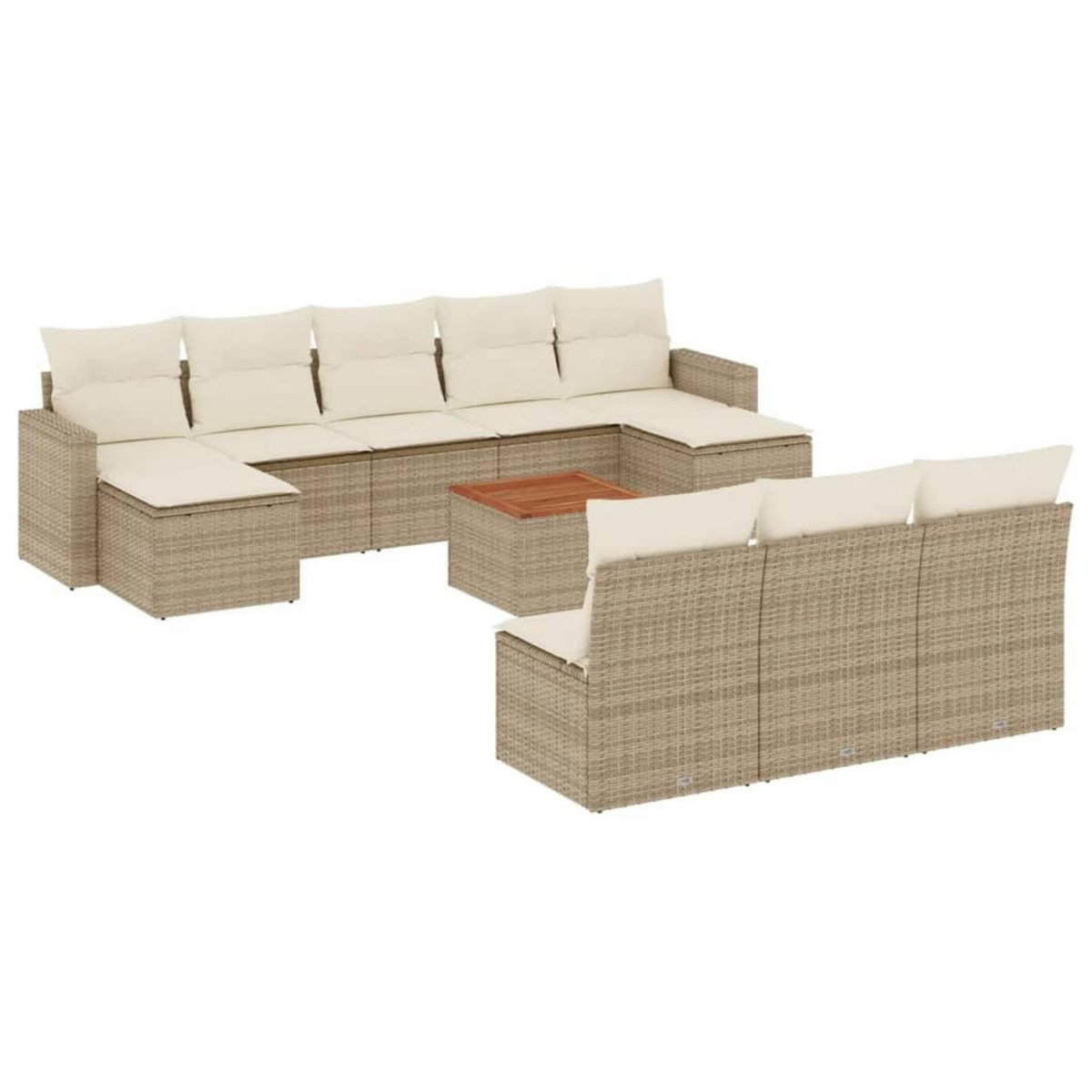 VIDAXL Salon de jardin 11 pcs avec coussins beige resine tressee