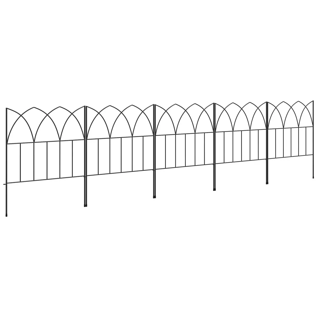 OUTSUNNY Lot de 5 clôtures de jardin décoratives avec ornements métal noir