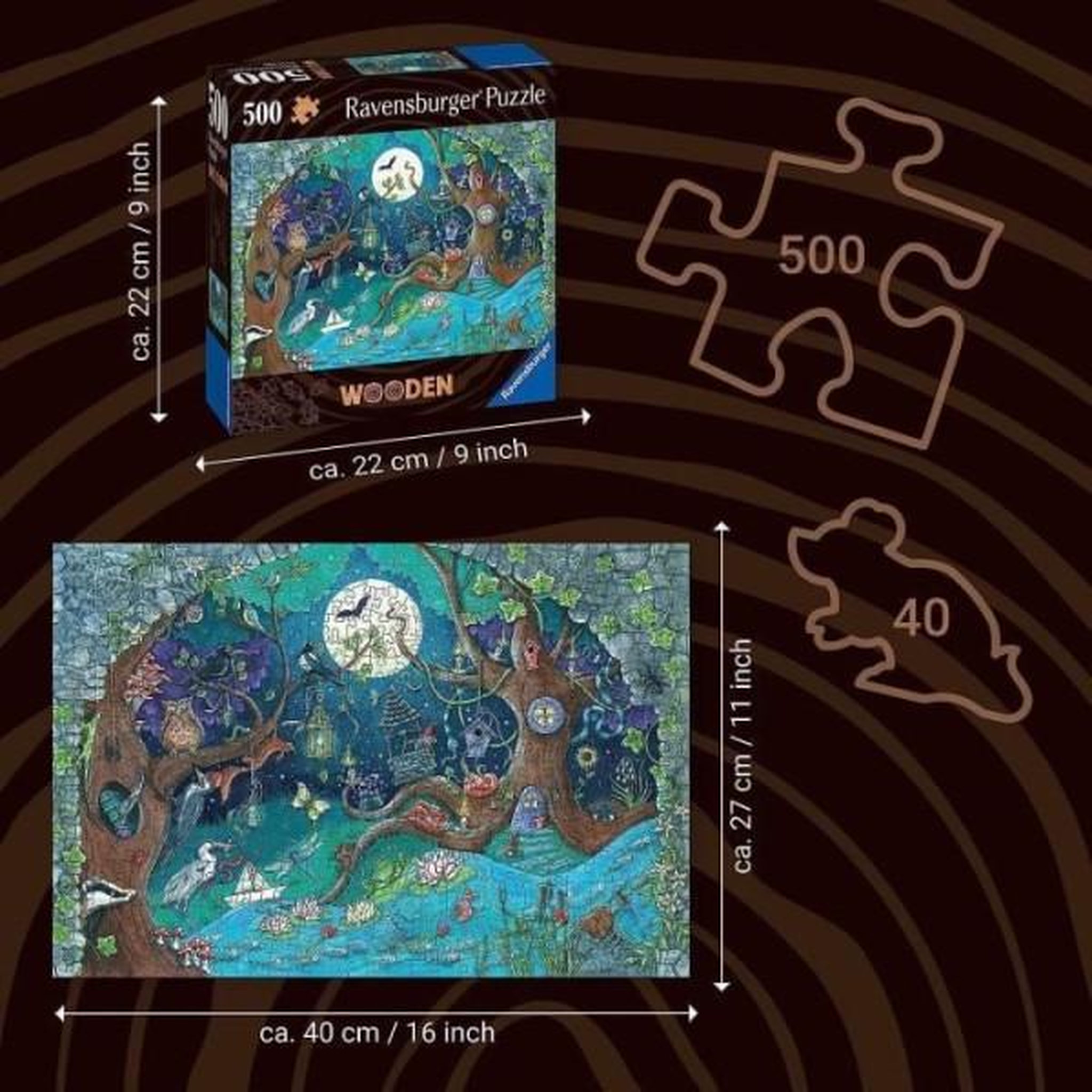 Voir la diapositive 4 : RAVENSBURGER Puzzle en bois 500 pièces – Forêt fantastique magique – Ravensburger