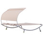 Voir la diapositive 4 : OUTSUNNY Bain de soleil 2 places lit de jardin design contemporain toit réglable 2 roulettes 2 oreillers acier époxy polyester sable