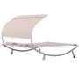 Voir la diapositive 4 : OUTSUNNY Bain de soleil 2 places lit de jardin design contemporain toit réglable 2 roulettes 2 oreillers acier époxy polyester sable