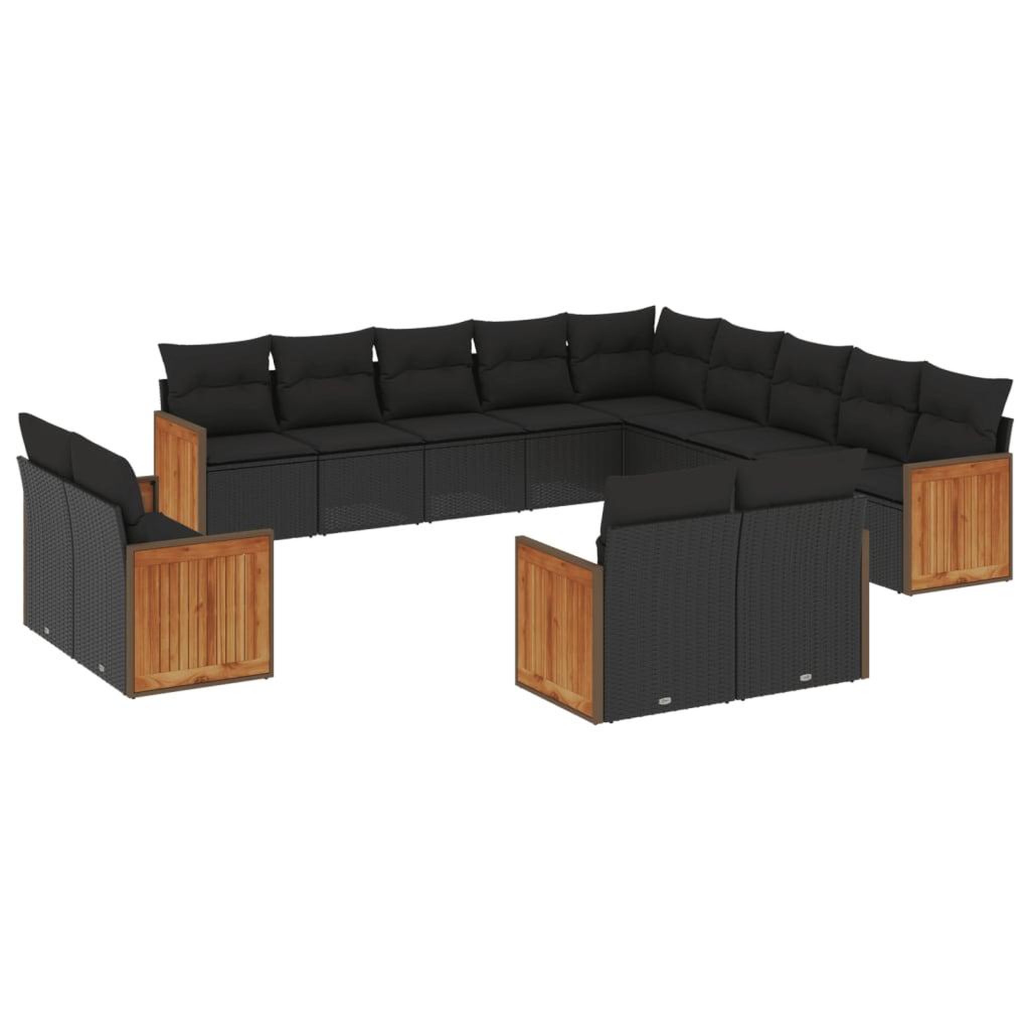 Voir la diapositive 2 : VIDAXL Salon de jardin avec coussins 13 pcs noir resine tressee