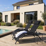 Voir la diapositive 2 : Habitat et Jardin Lot de 2 bains de soleil en aluminium Beauty  Phoenix  - Noir