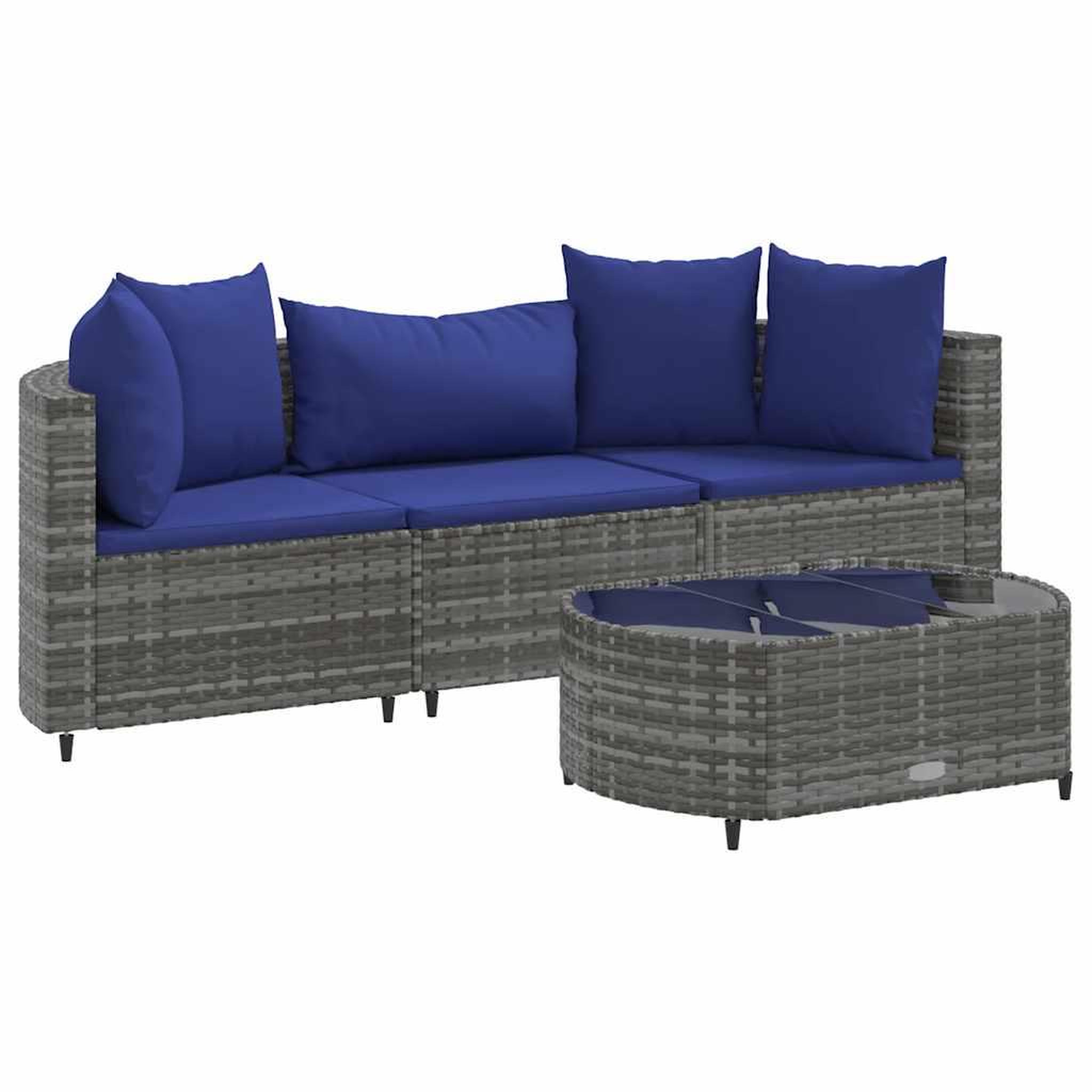 Voir la diapositive 2 : VIDAXL Salon de jardin 4 pcs avec coussins gris resine tressee