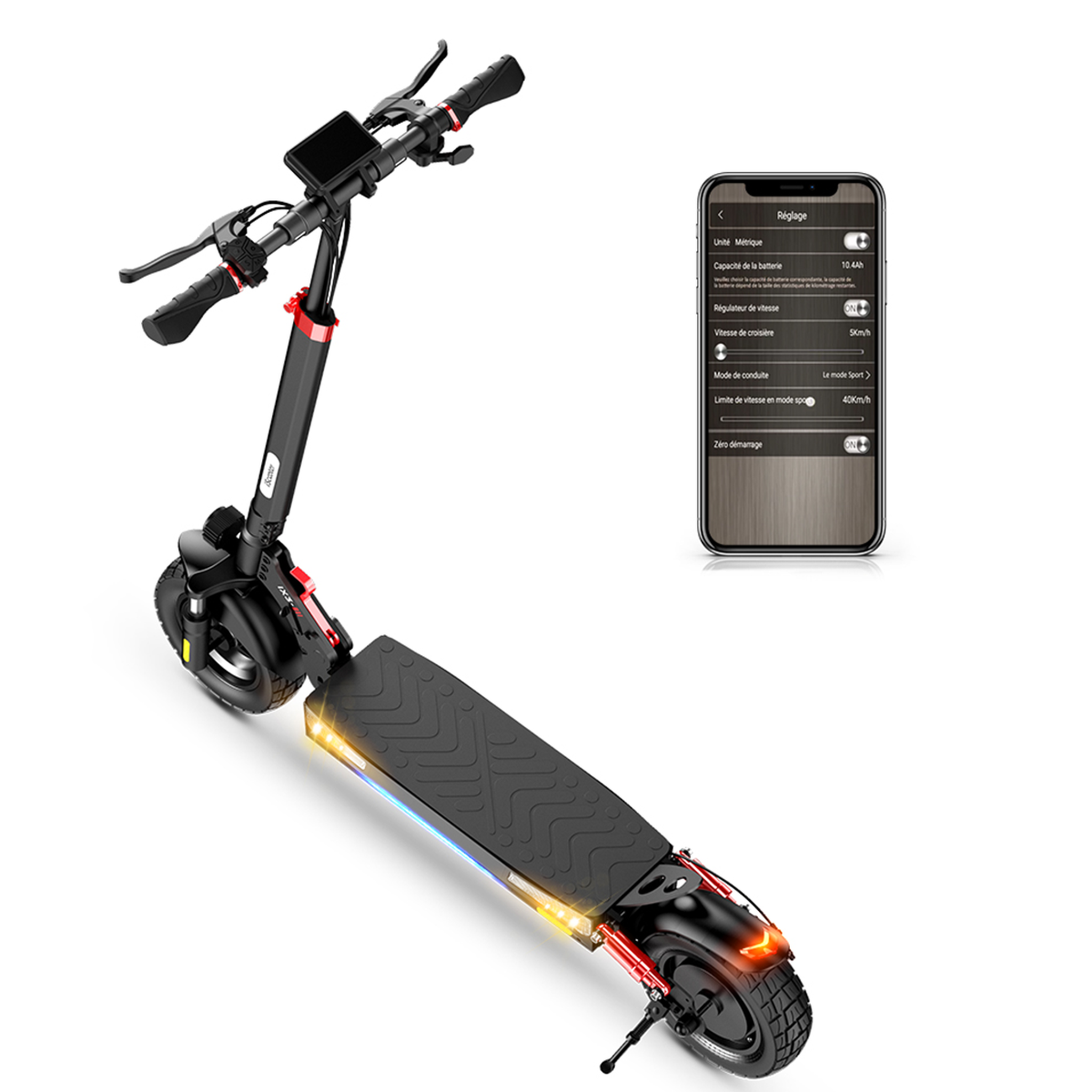 Voir la diapositive 3 : ISCOOTER Trottinette électrique intelligente iScooter iX3 - 800 W 48 V 10 Ah - Avec application