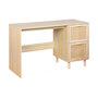Voir la diapositive 1 : SWEEEK Bureau décor bois et cannage - Camargue - 120cm. 2 tiroirs