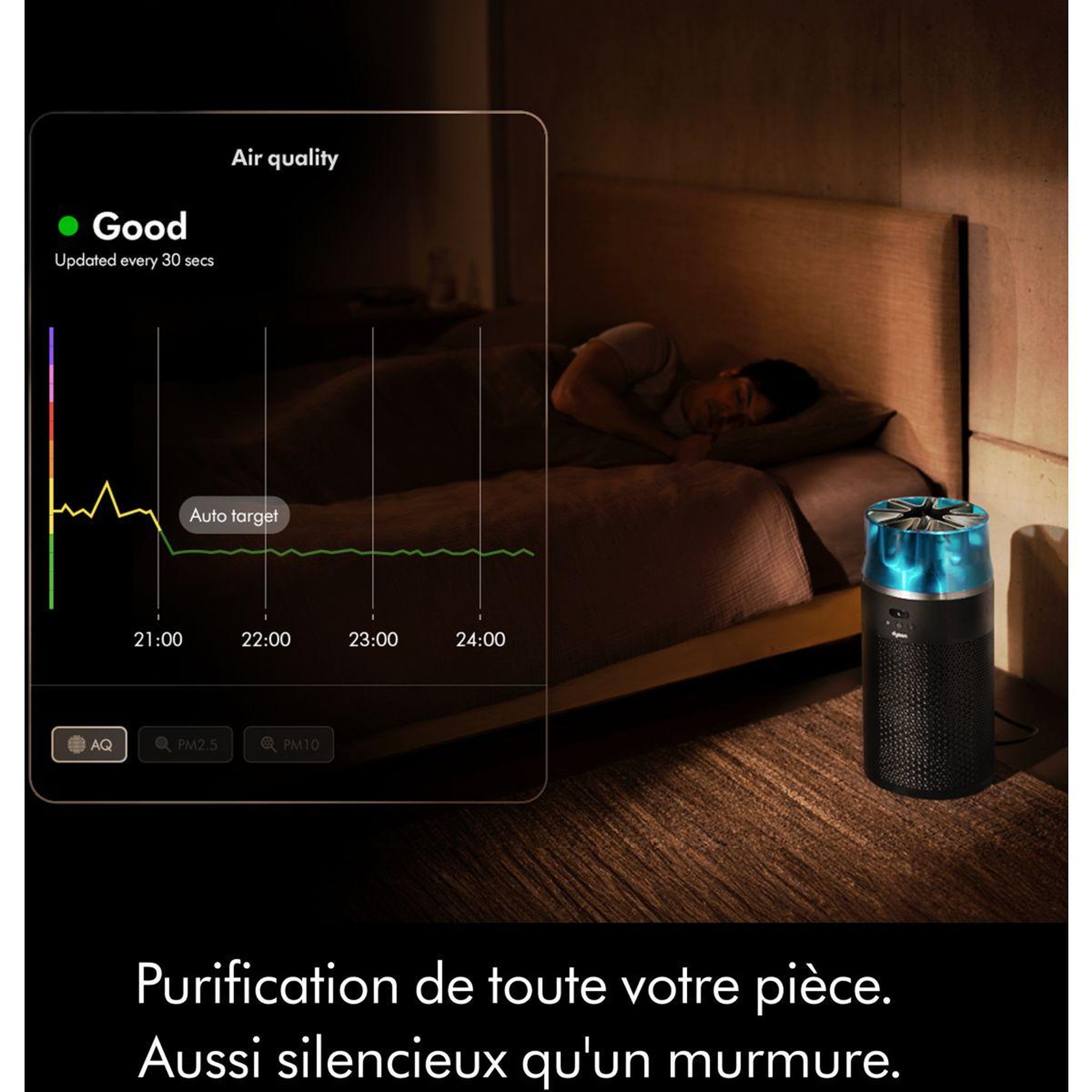 Voir la diapositive 3 : Dyson Purificateur d'air HushJet Compact Noir