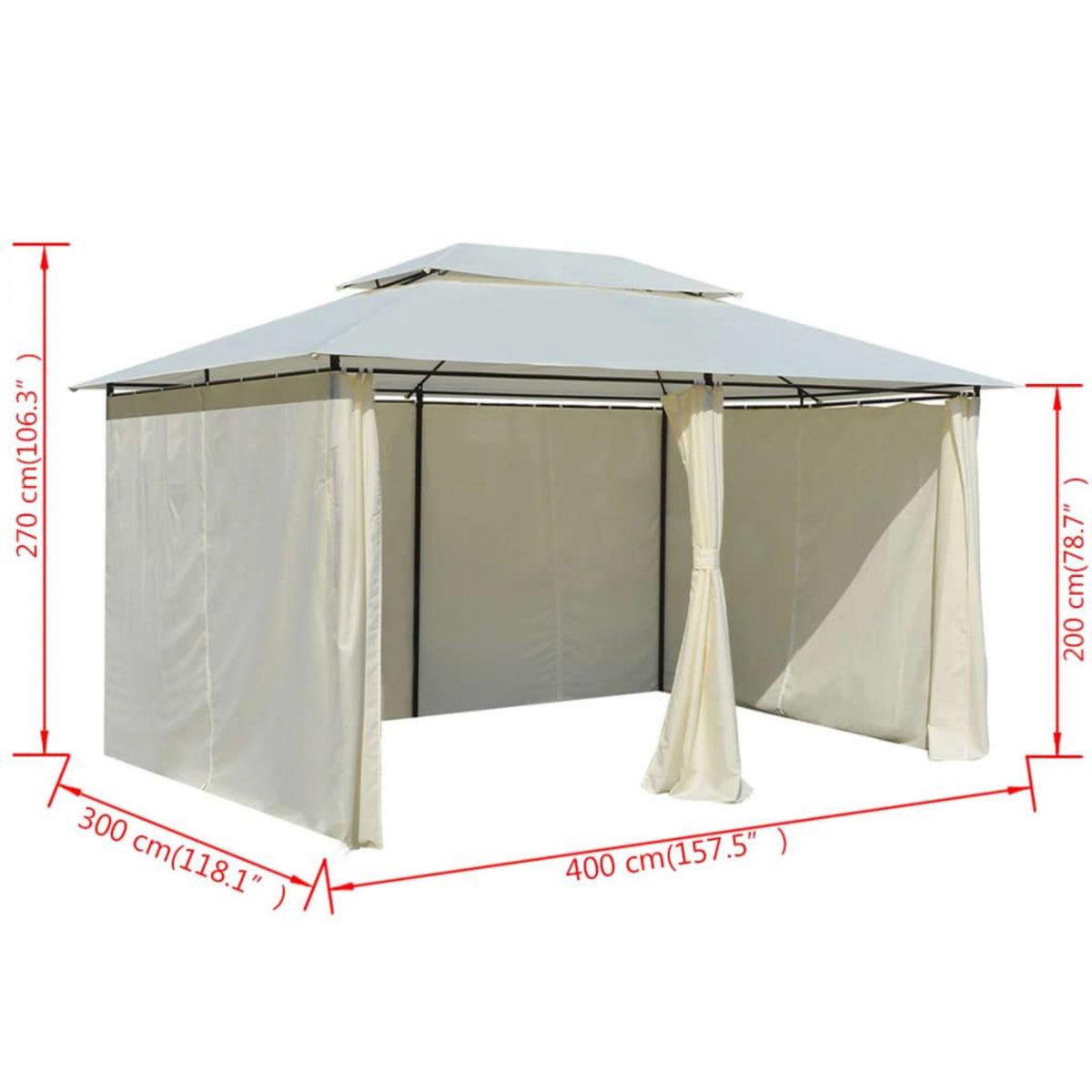 VIDAXL Tonnelle avec rideaux 4 x 3 m Blanc