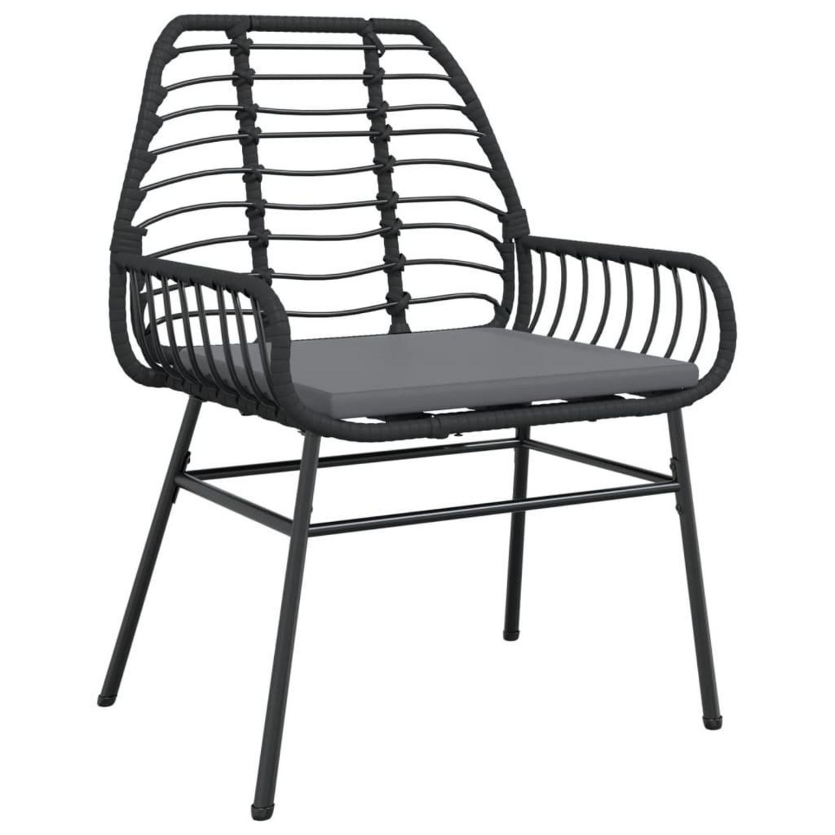 VIDAXL Chaises de jardin lot de 2 avec coussins noir resine tressee