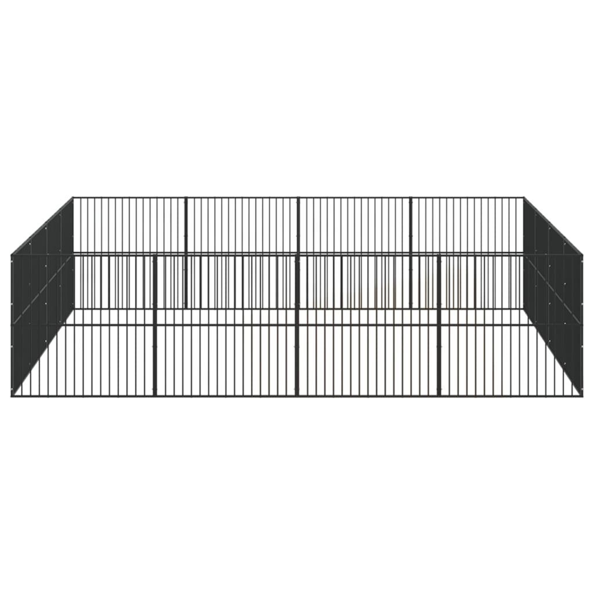 Voir la diapositive 5 : VIDAXL Parc pour chien 16 panneaux noir acier galvanise