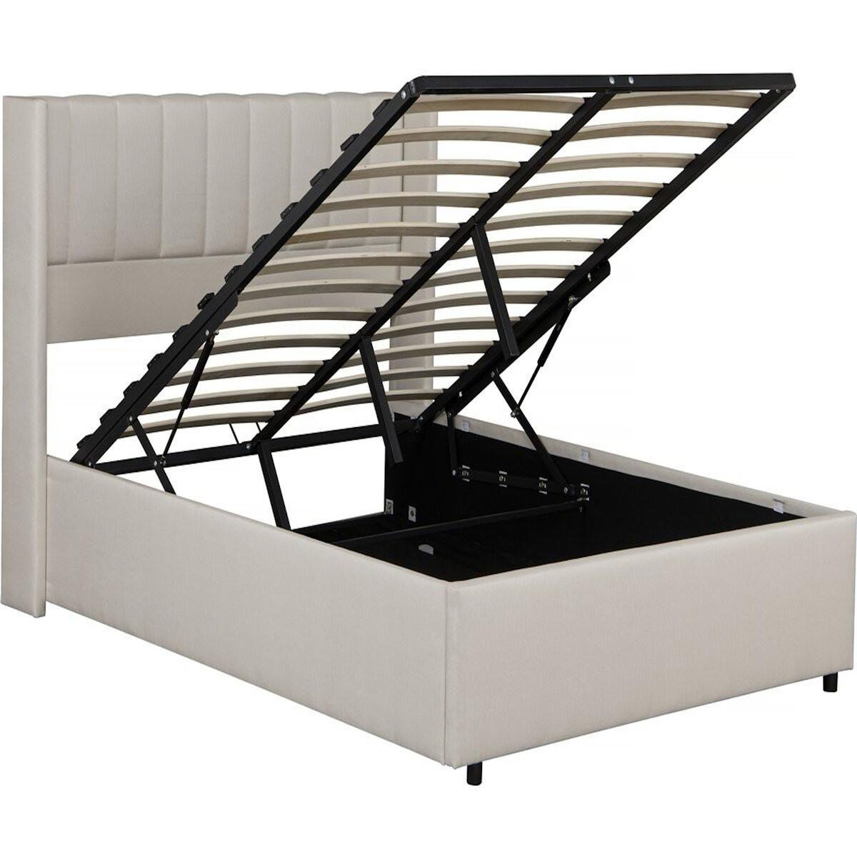 Habitat et Jardin Lit double en lin avec coffre  Saint-Moritz  - Beige - 140 x 190 cm