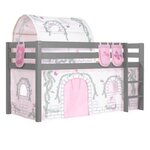 Paris Prix Pack - Lit Enfant Surélevé, Tente, 3 Pochettes & Tunnel  Pino Birdy  Gris