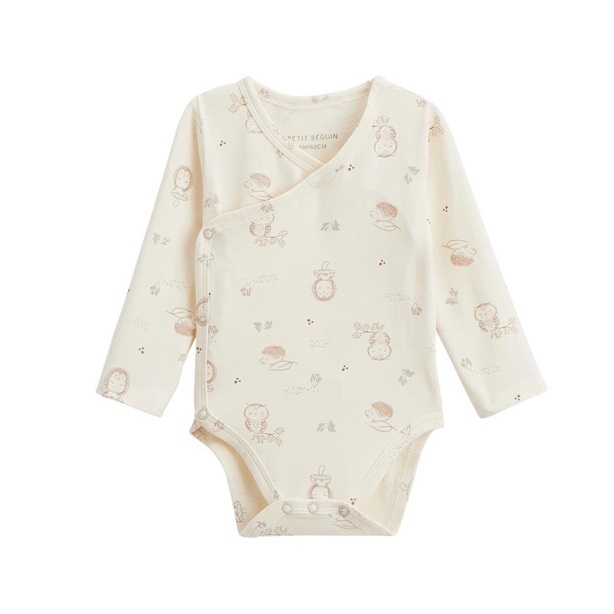 Petit Béguin Lot de 2 bodies bébé manches longues ouverture croisée Envolée de bisous